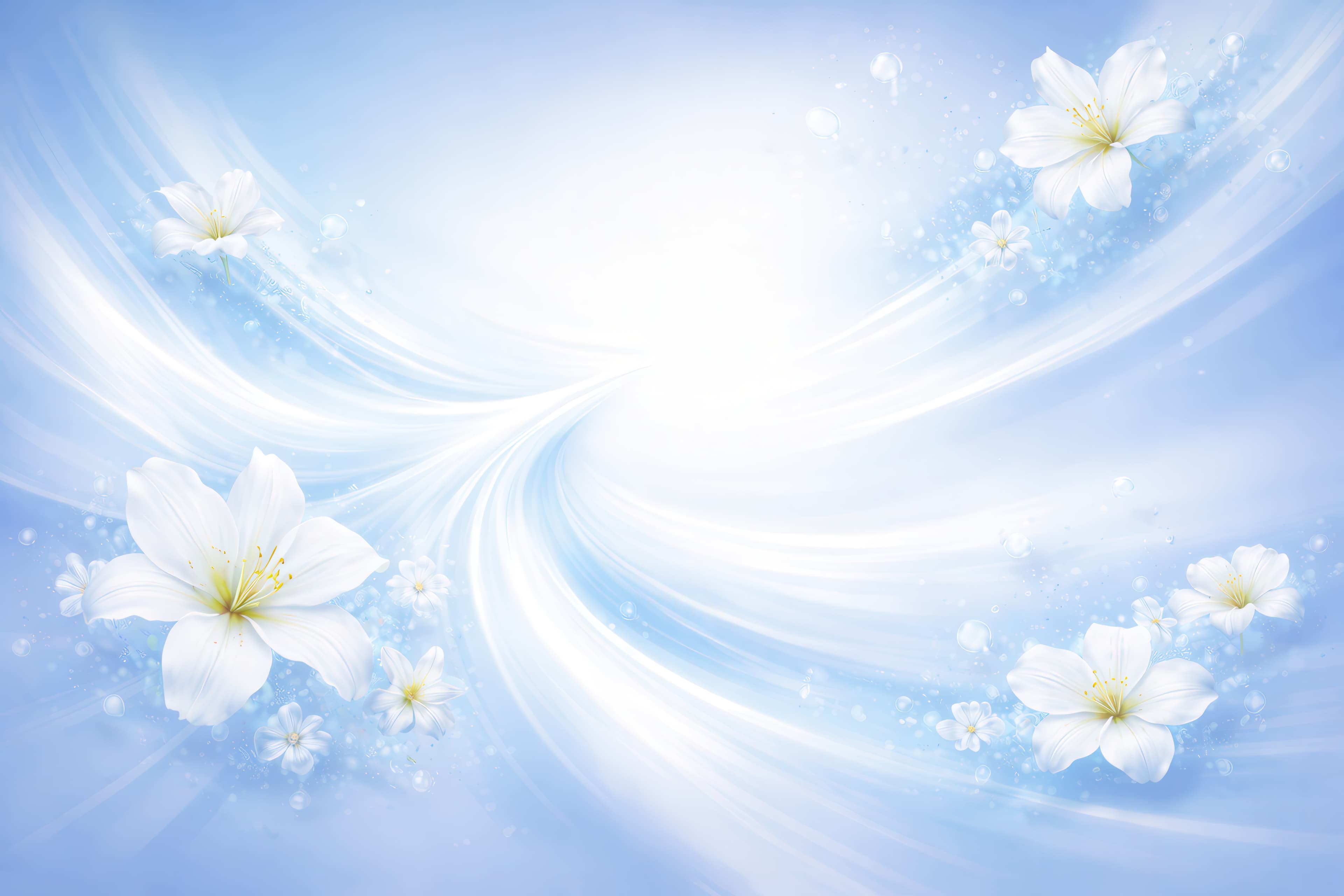 Ethereal Floral Bloom Background – Abstract Blue Series