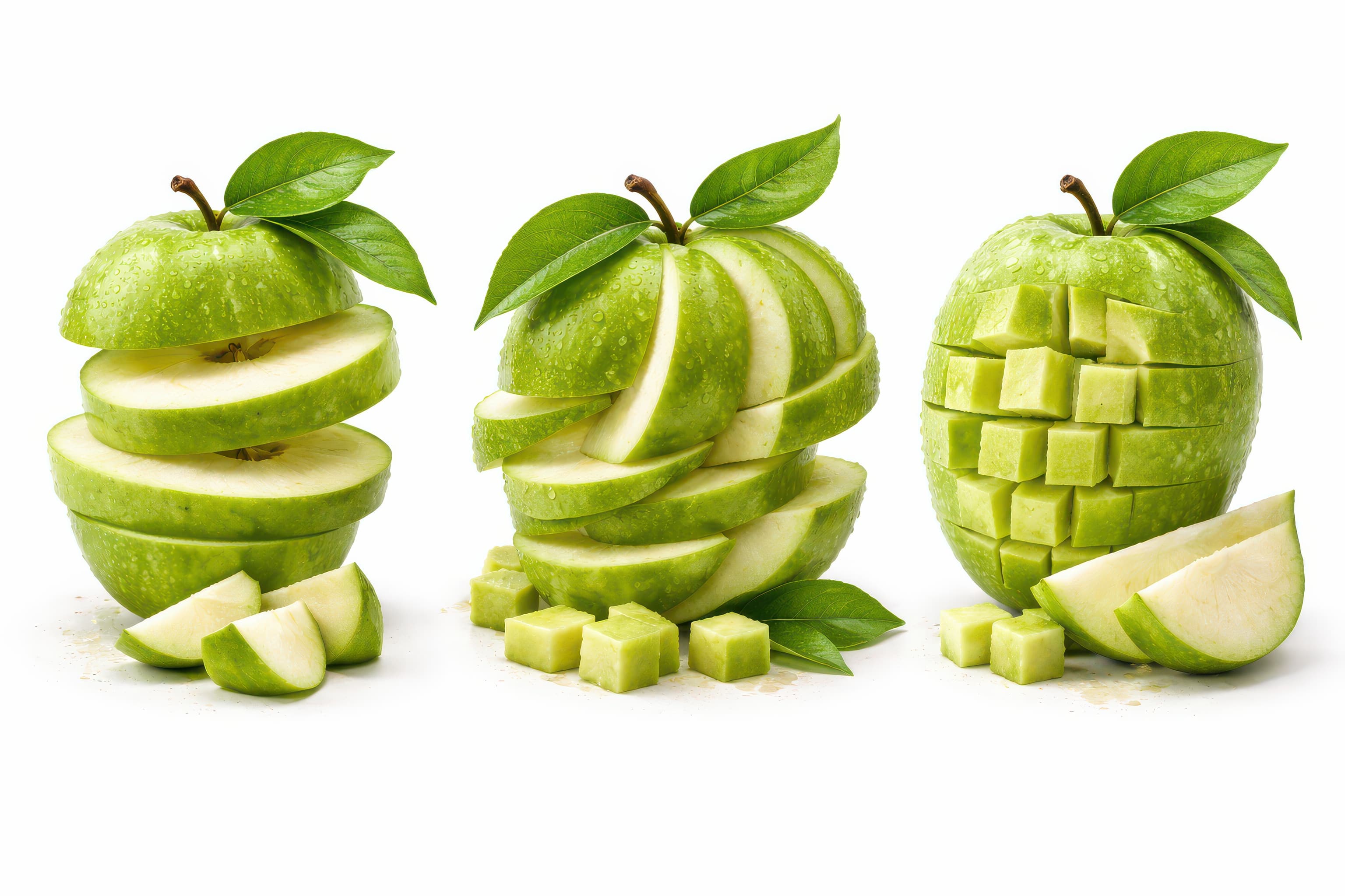 Deconstructed Green Apple Trio Stock Asset