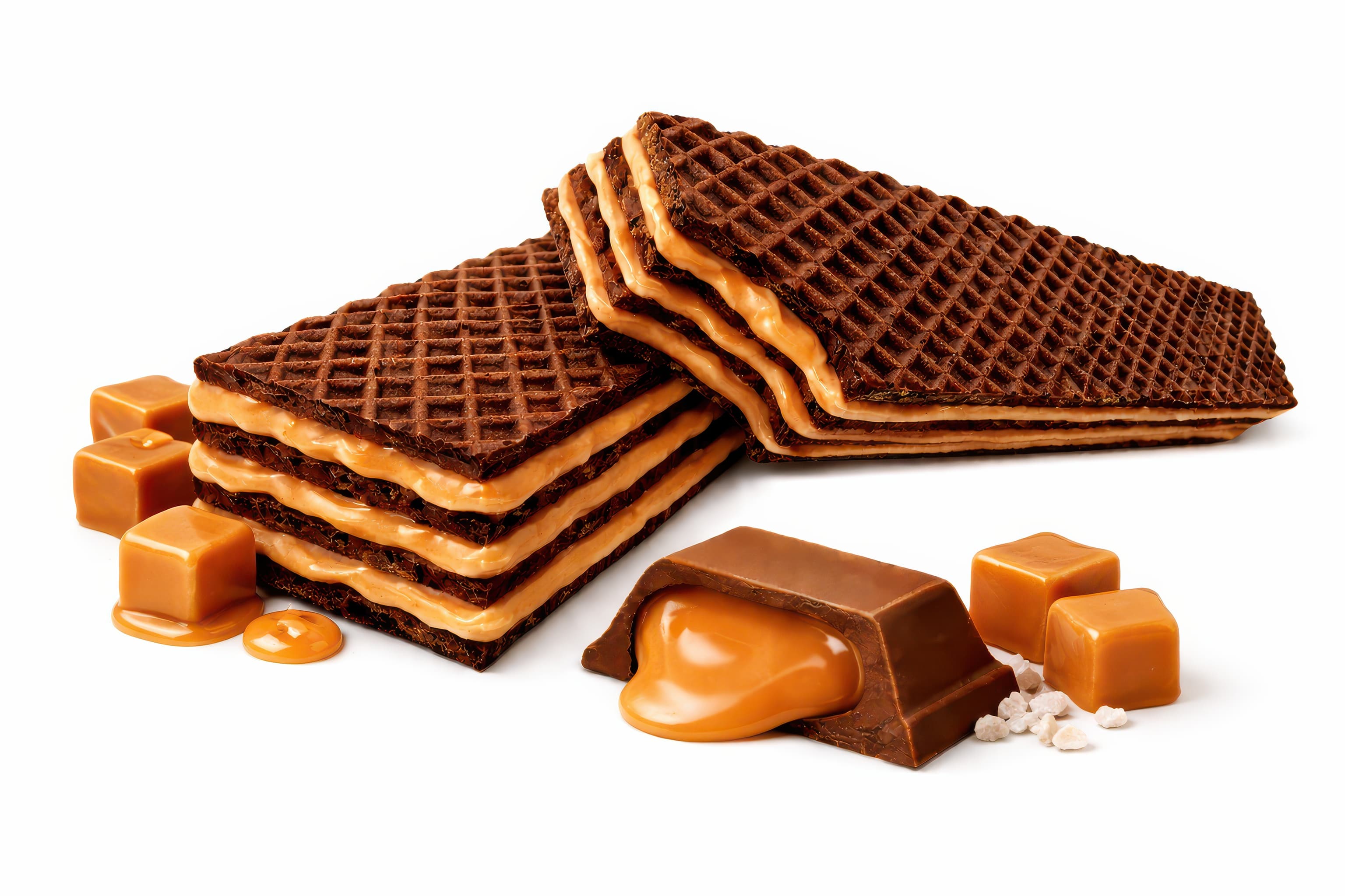 Artisanal Caramel Wafer & Salted Toffee Truffle Stock Asset