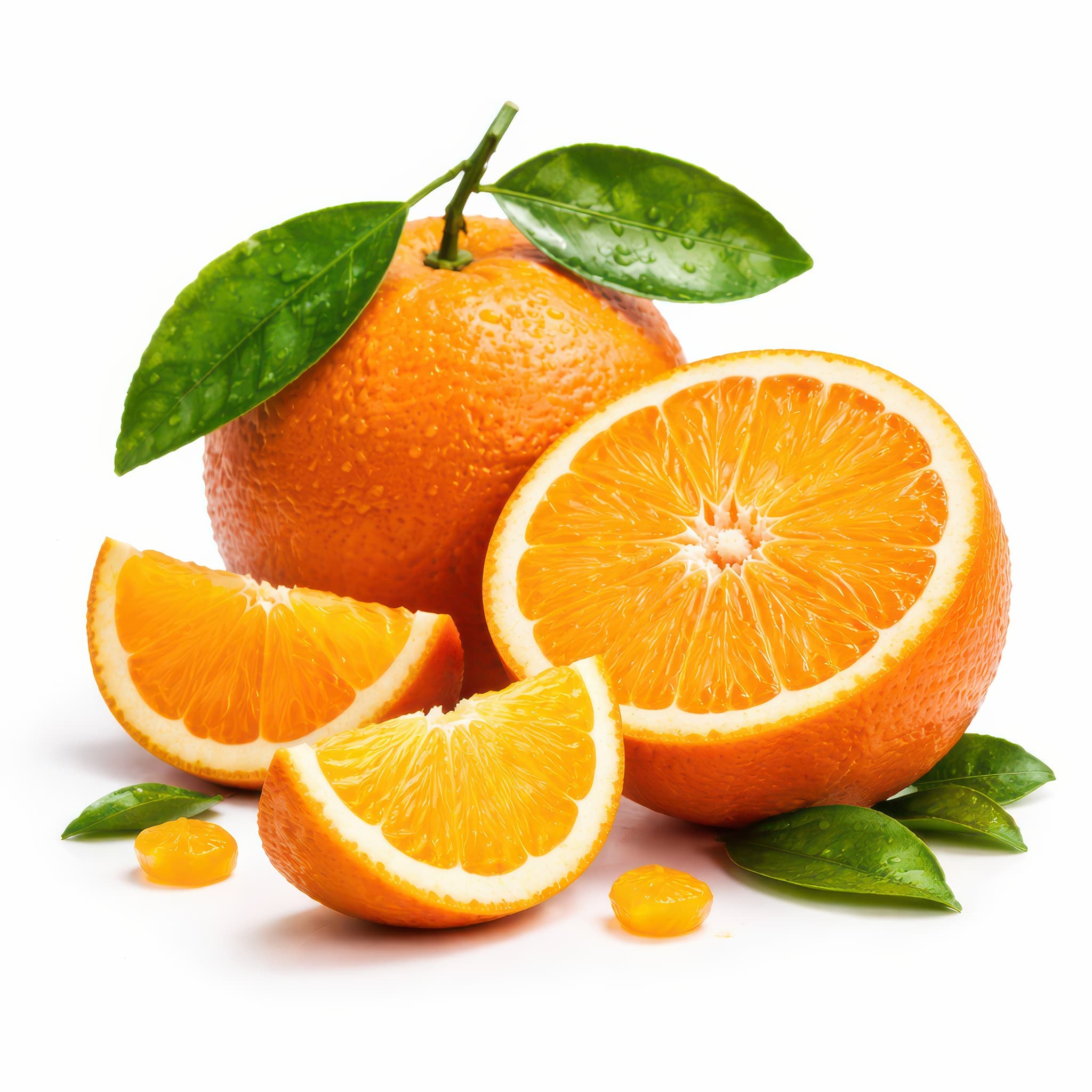 Sun-Glow Orchard Trio: Fresh Whole & Sliced Orange Asset