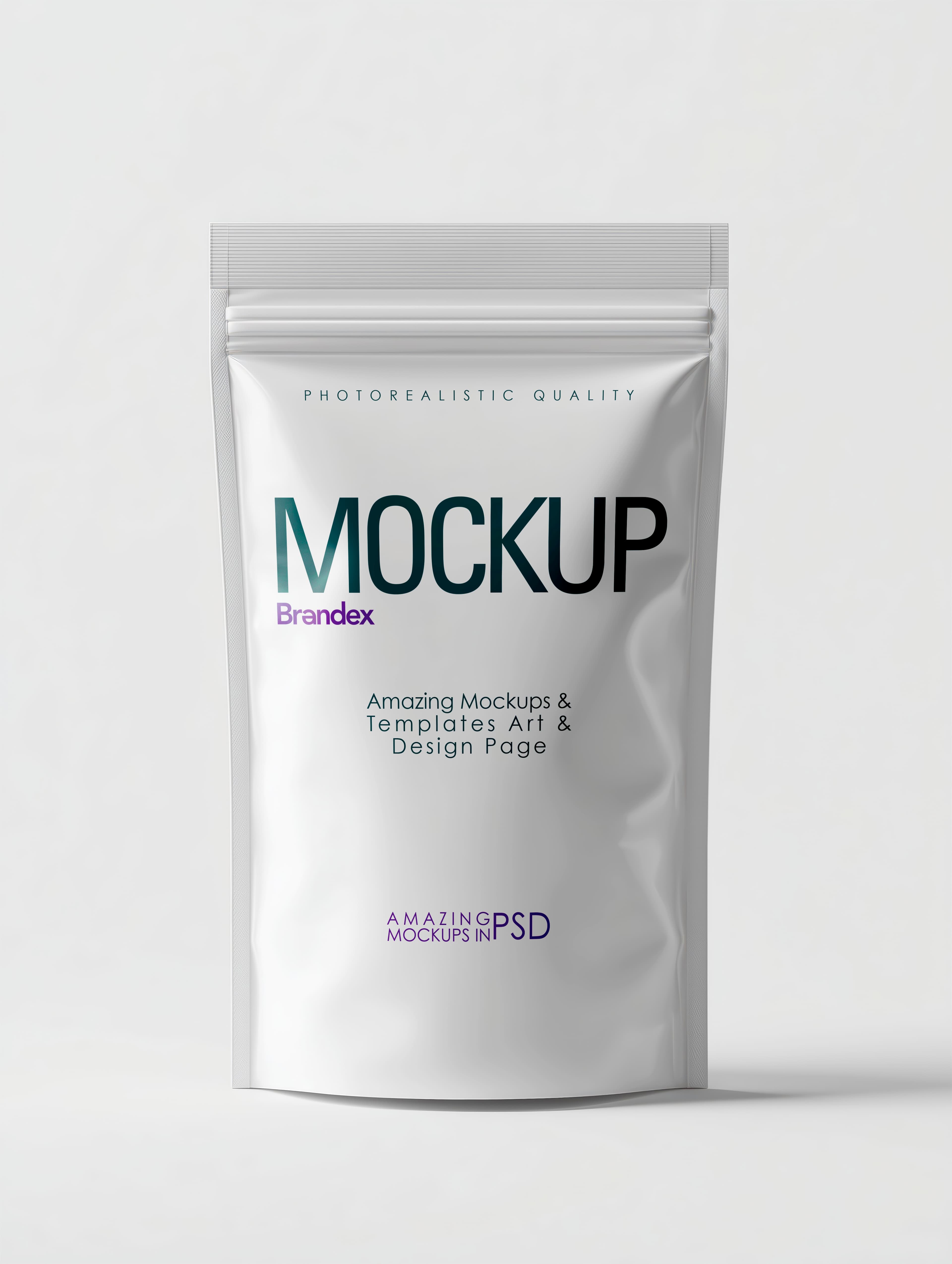 White Matte Stand-Up Pouch Mockup on Minimalist Background