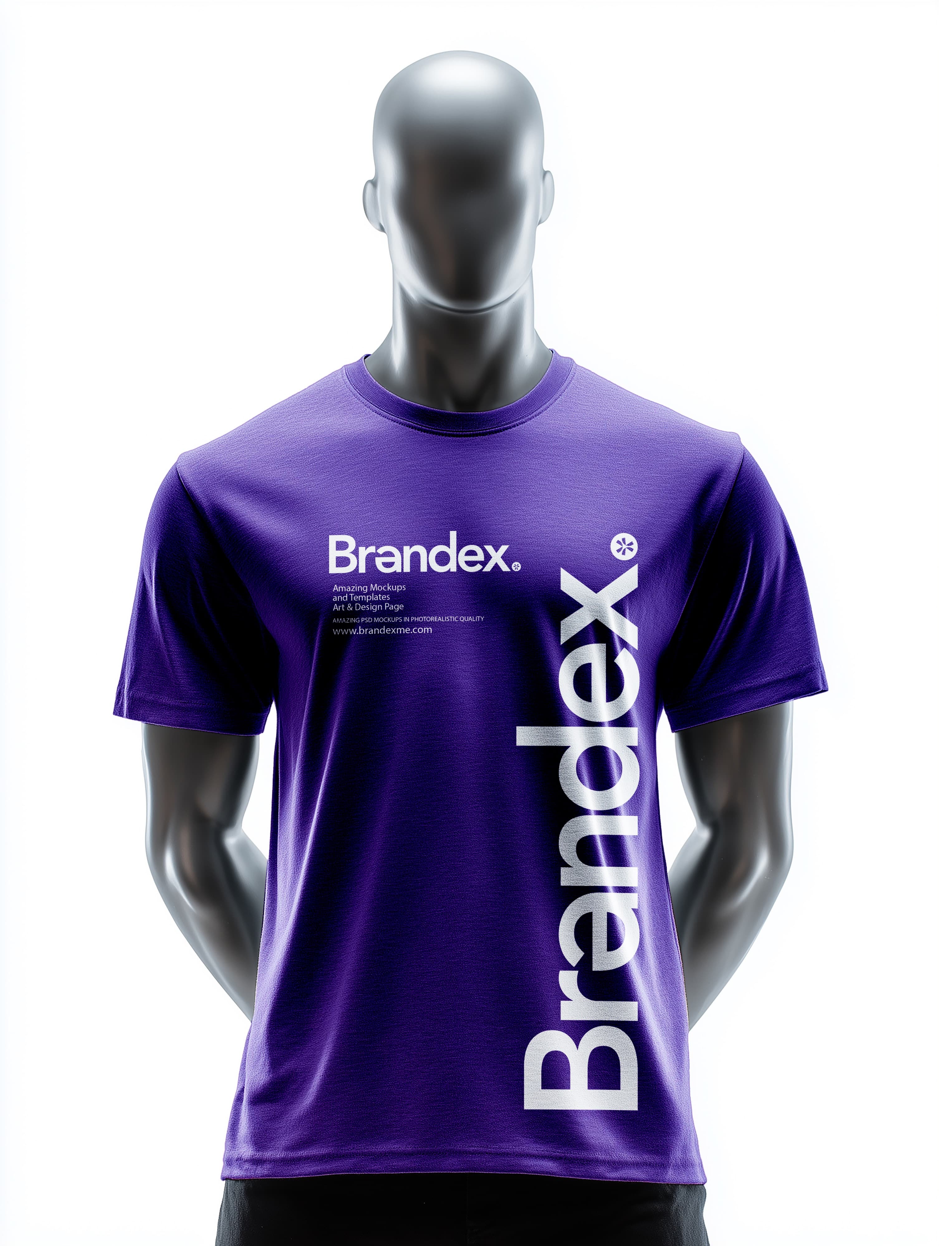 Premium Brandex Apparel – Vibrant Purple T-Shirt Mockup on Professional Mannequin