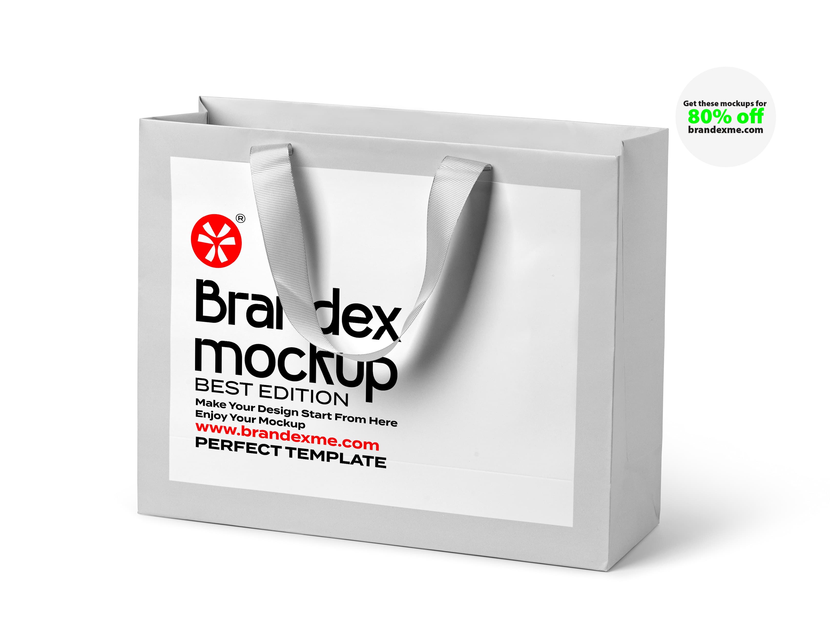 Brandex Mockup – White Luxury Shopping Bag with Handles