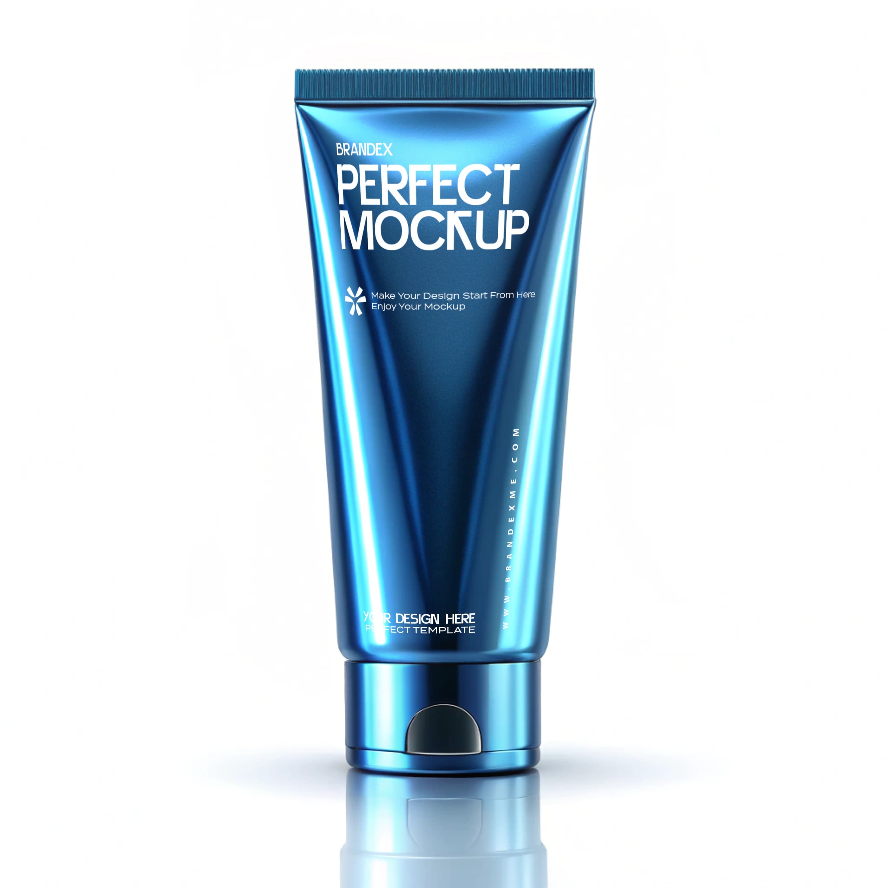 Metallic blue cosmetic tube mockup