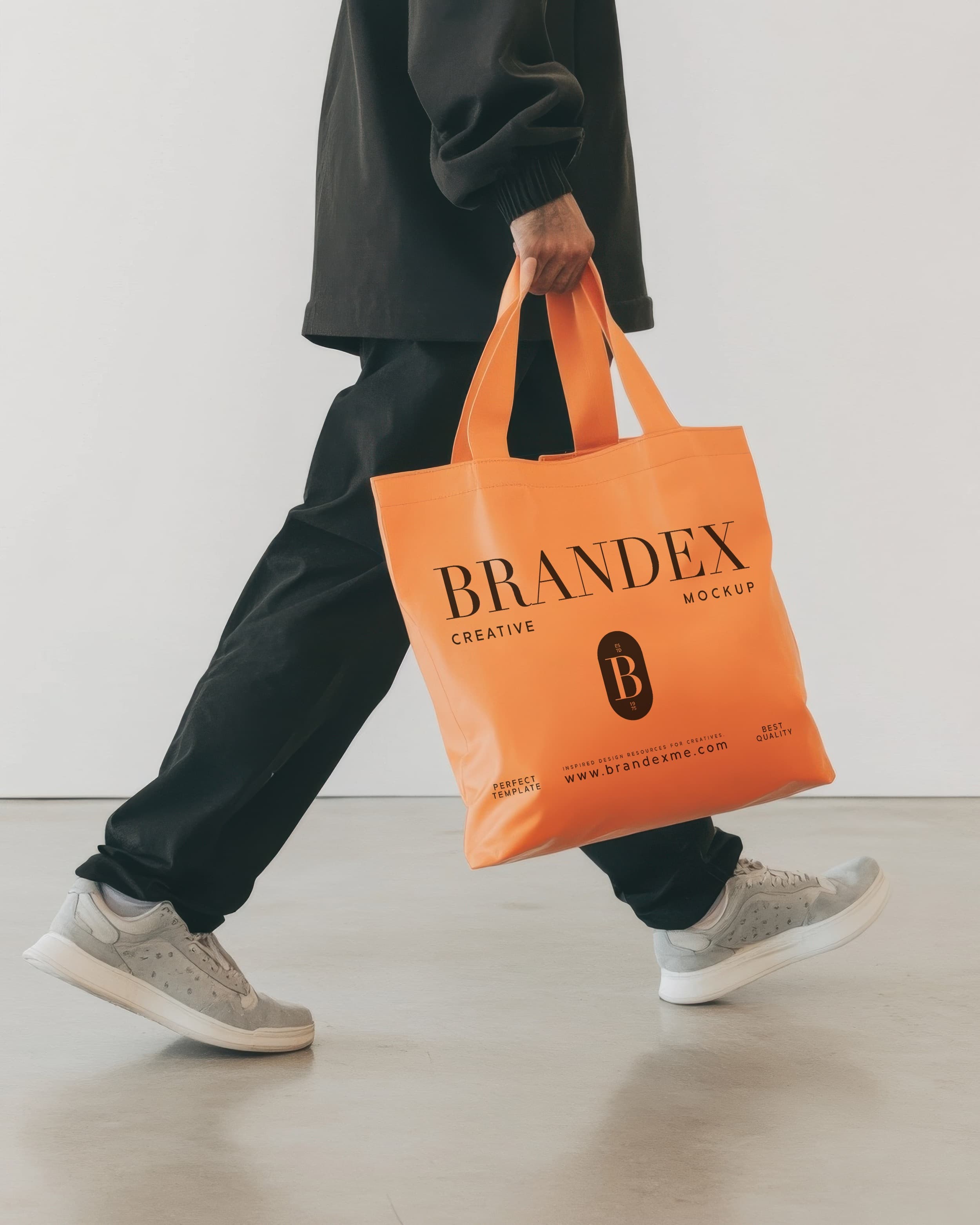 Bright orange tote bag mockup