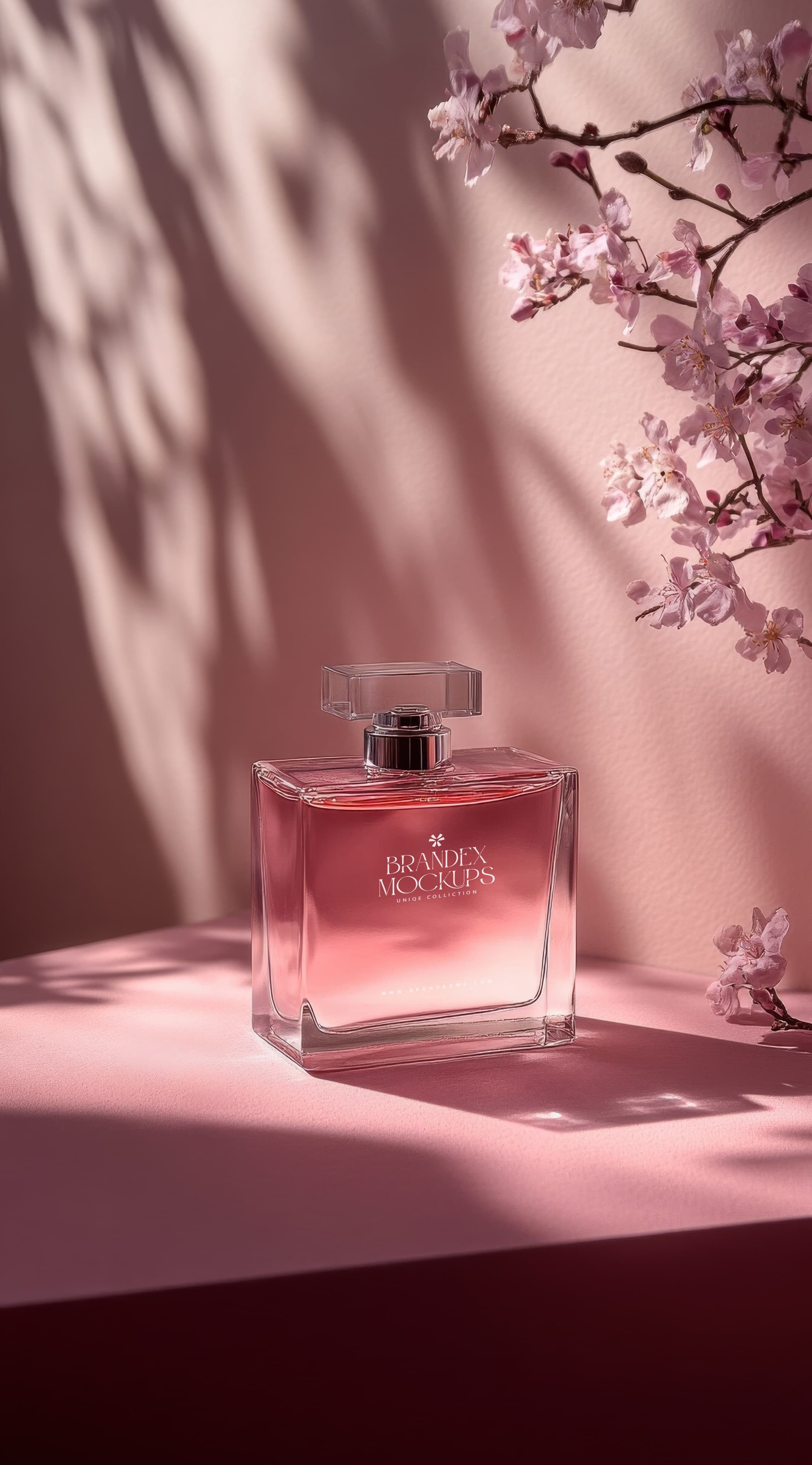 Elegant pink perfume mockup