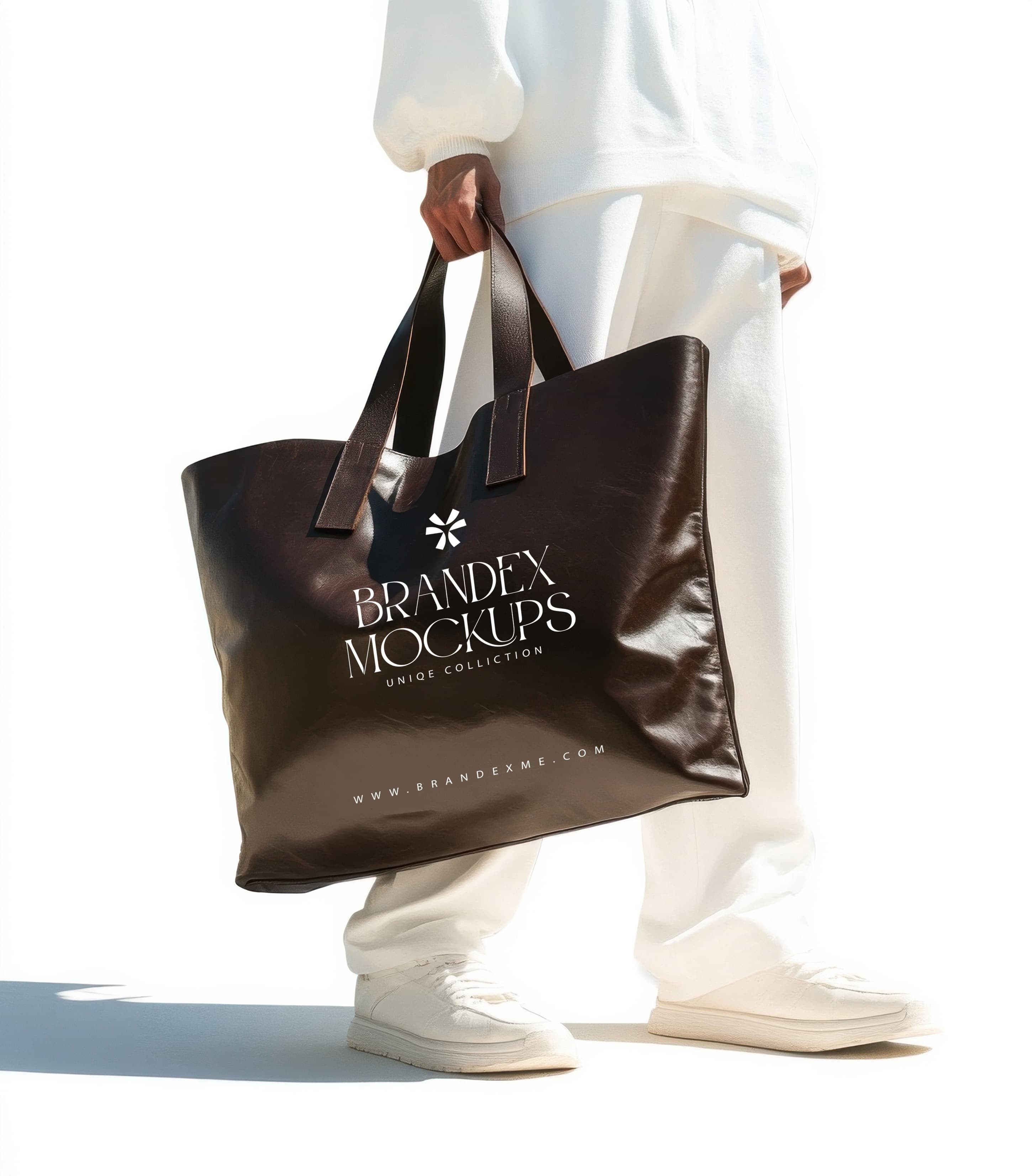 Elegant leather tote bag mockup