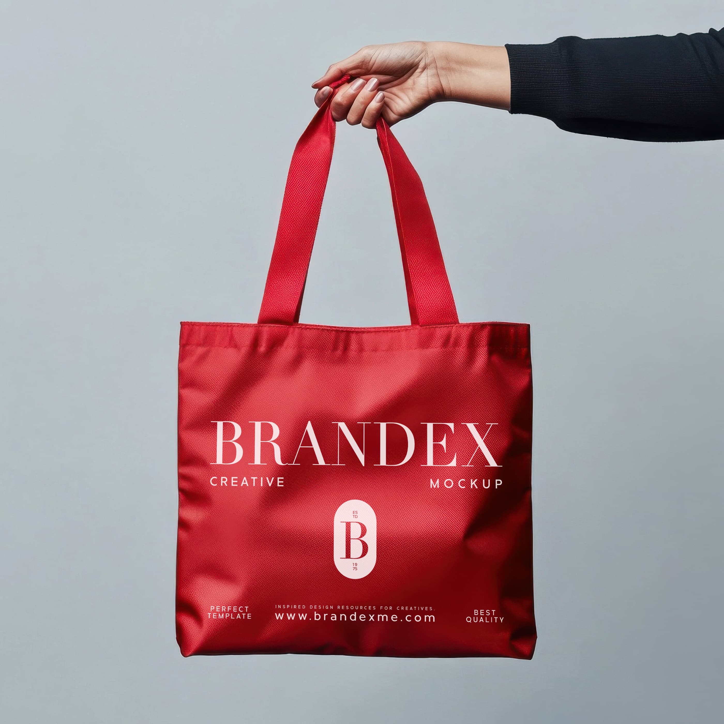 Red branded tote bag mockup