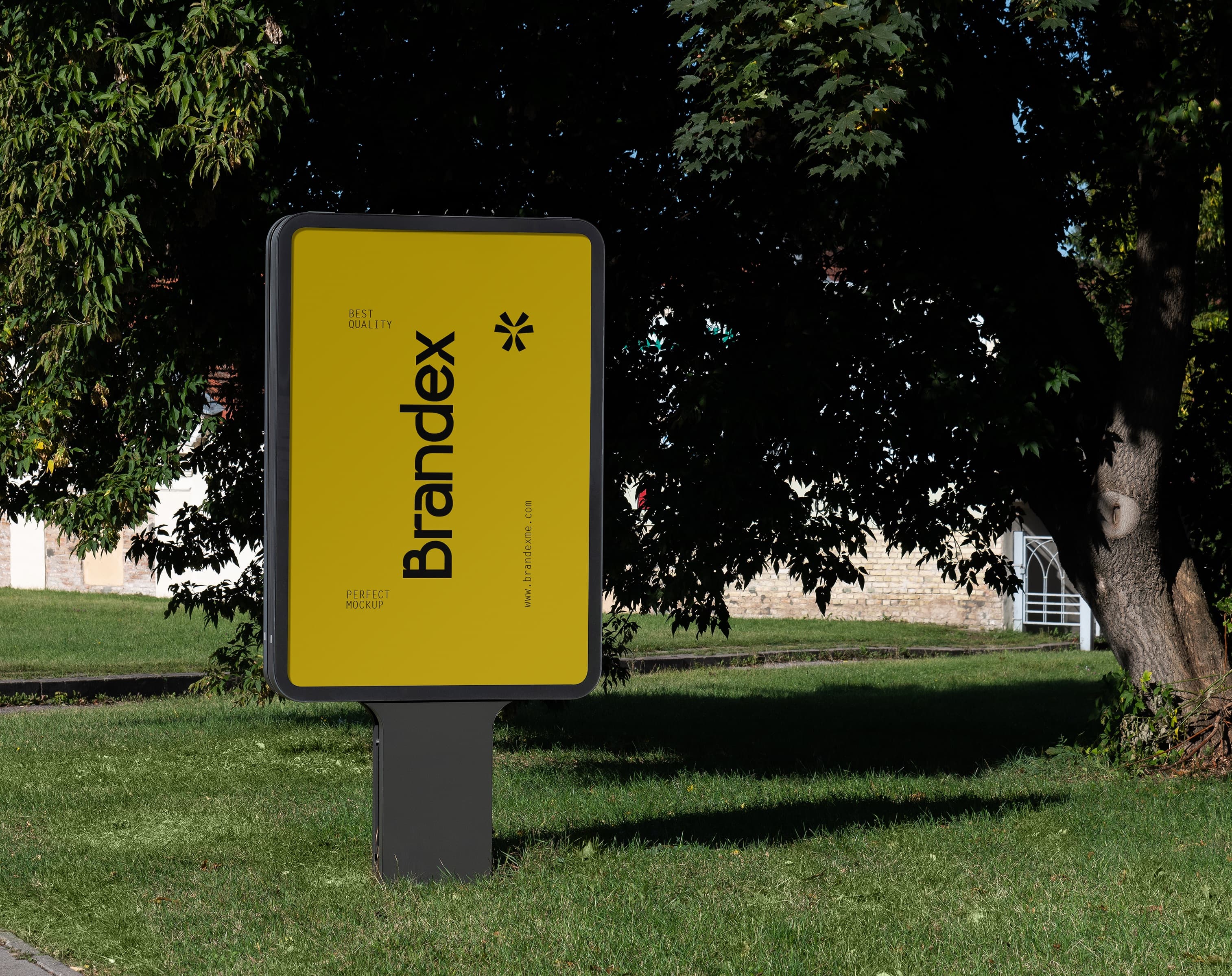 Outdoor yellow advertising sign mockup