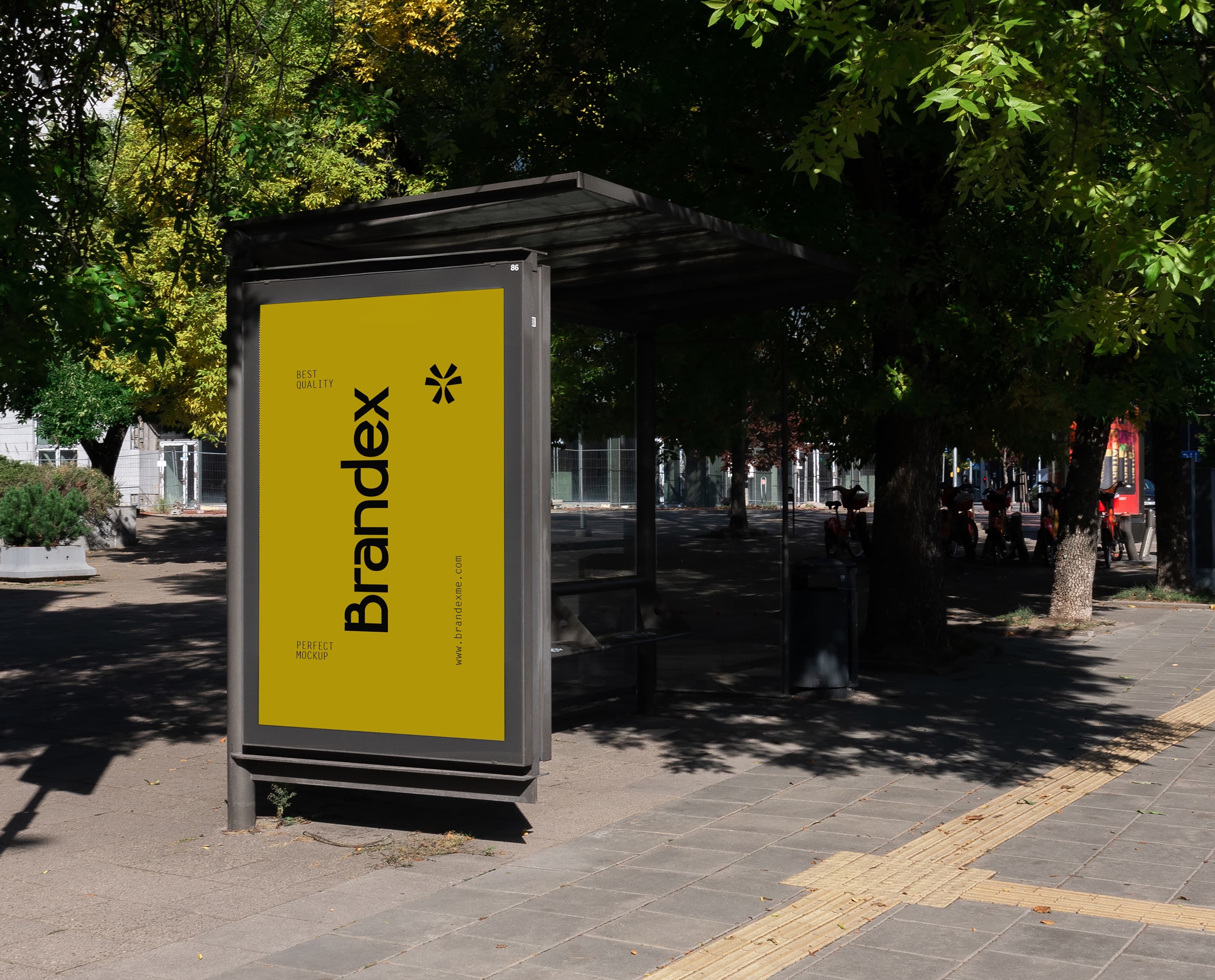 Urban bus stop billboard mockup
