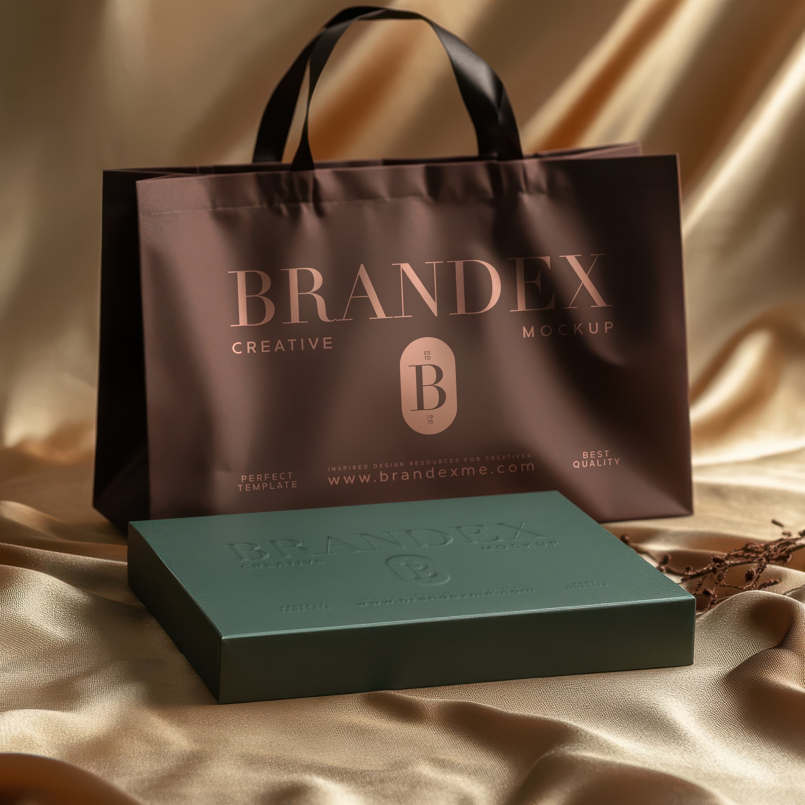 Luxury branded shopping bag and mockup