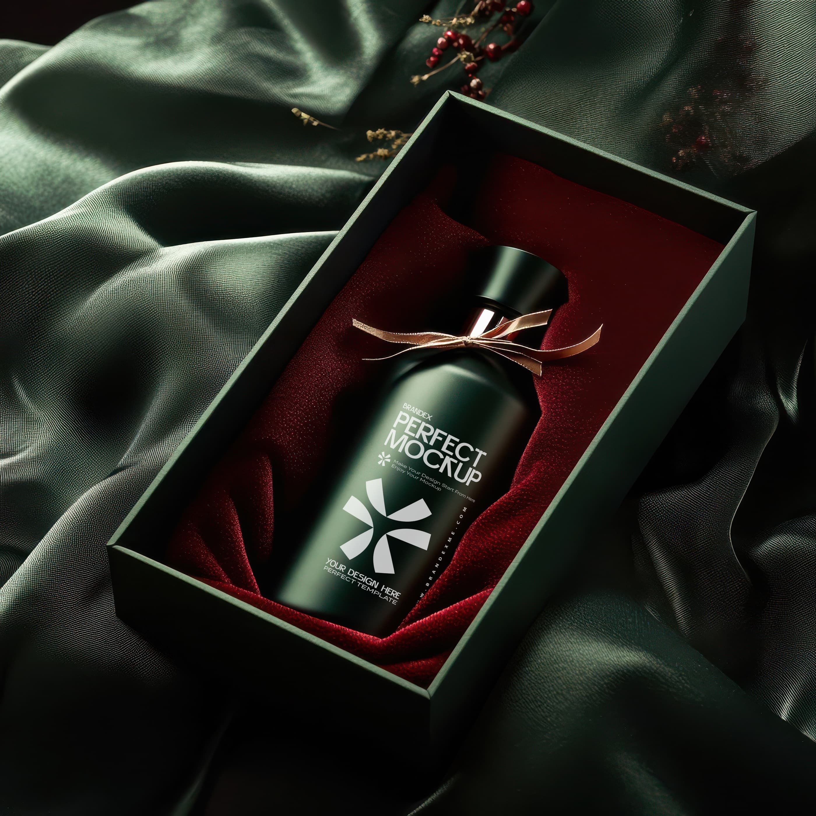 Luxury green perfume mockup