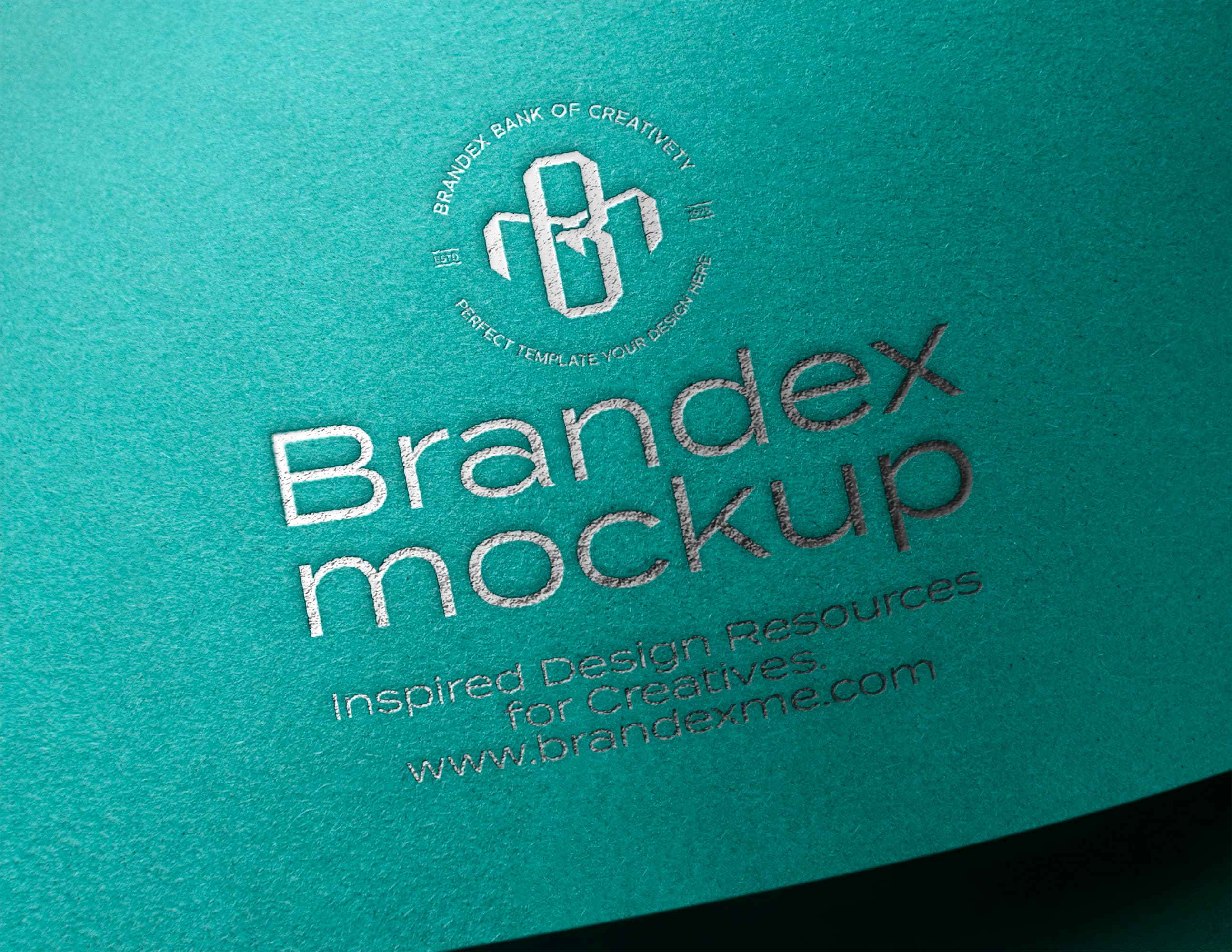 Embossed teal paper mockup