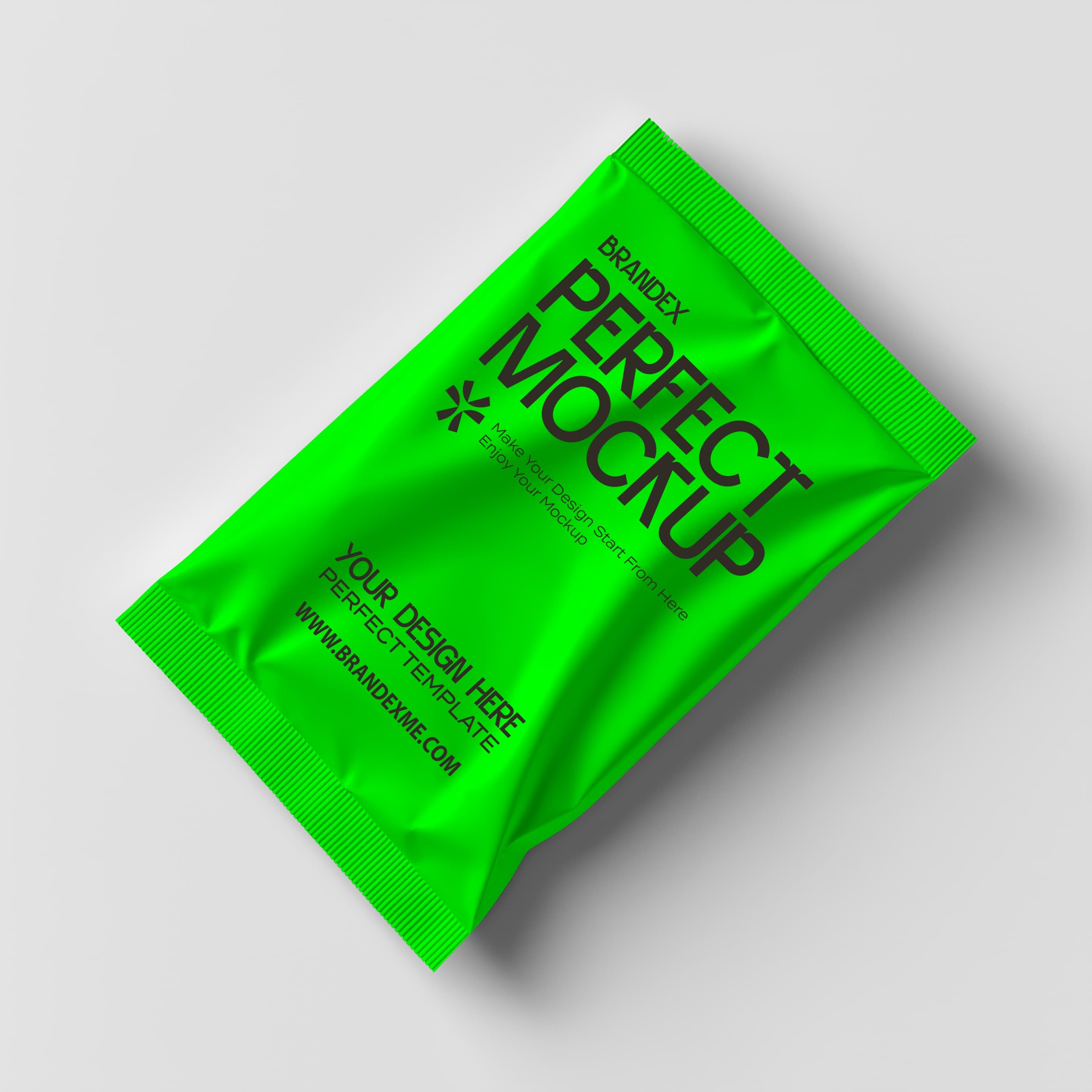 Vibrant green sachet mockup