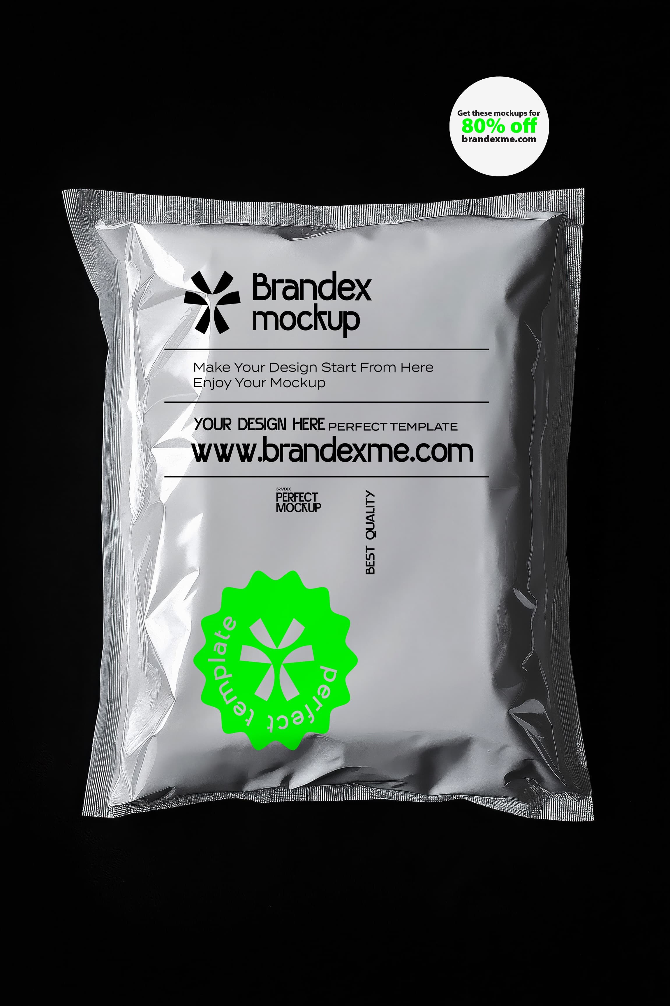Silver foil pouch mockup