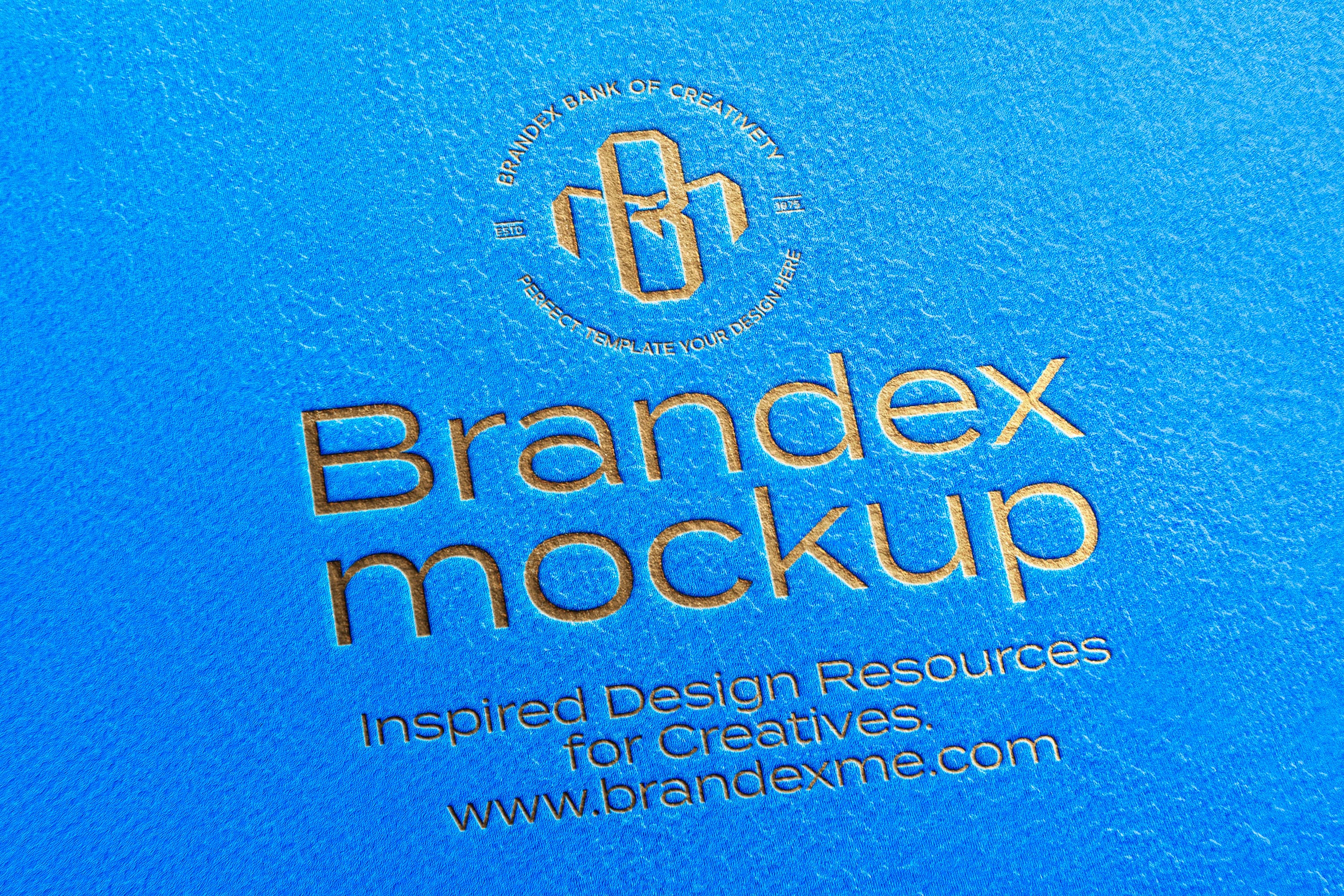 Blue textured paper logo mockup