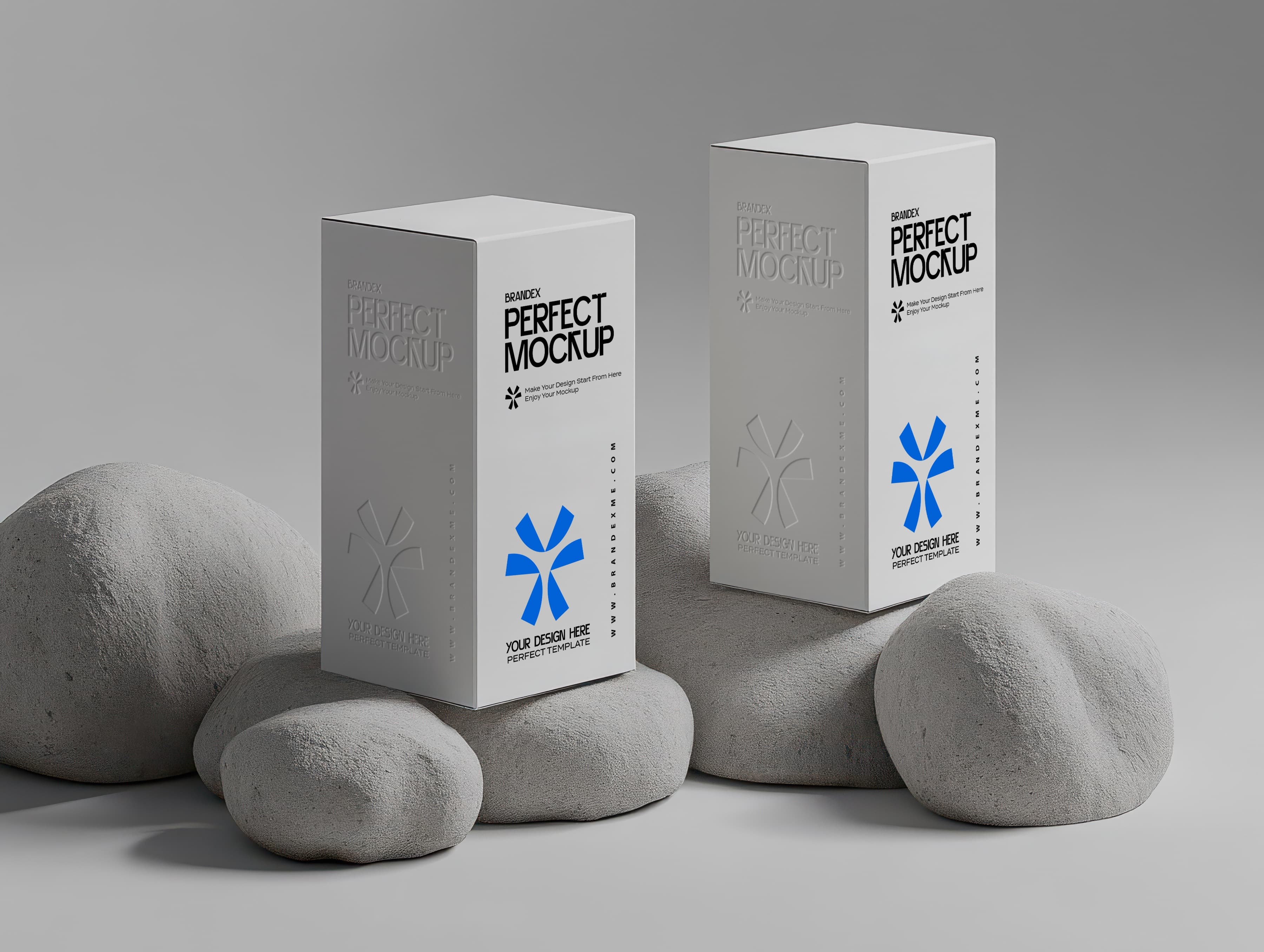 Tall white mockup on stones