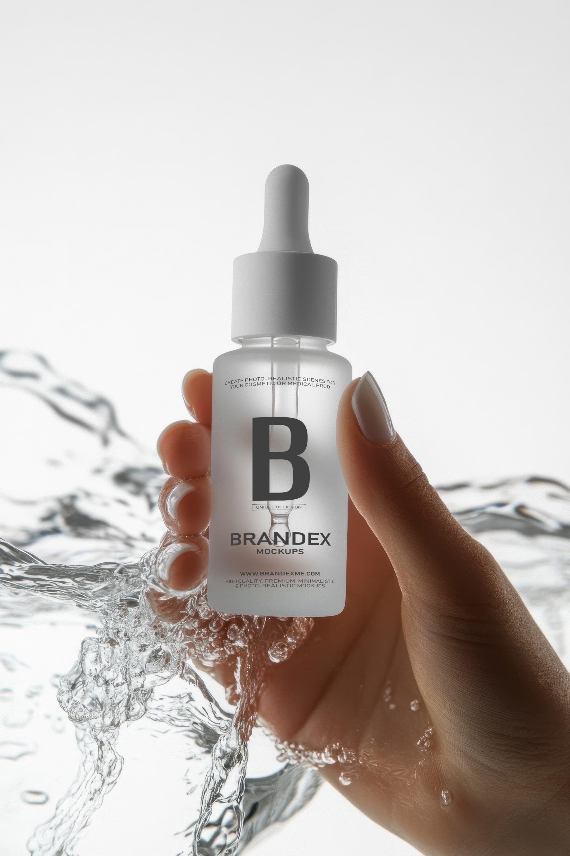 Transparent dropper with splash mockup