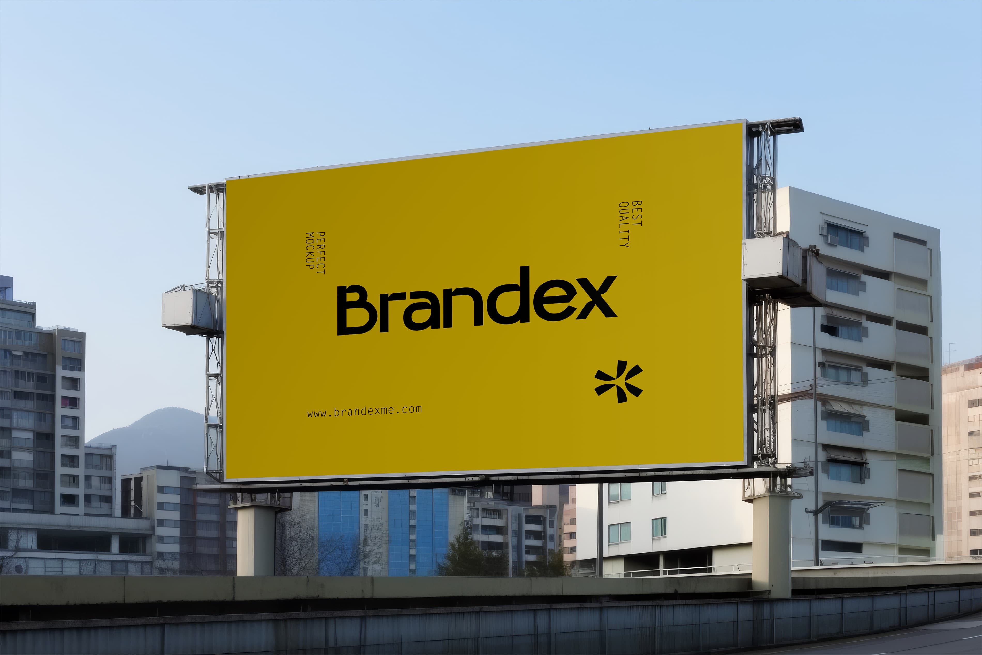 Urban yellow billboard mockup