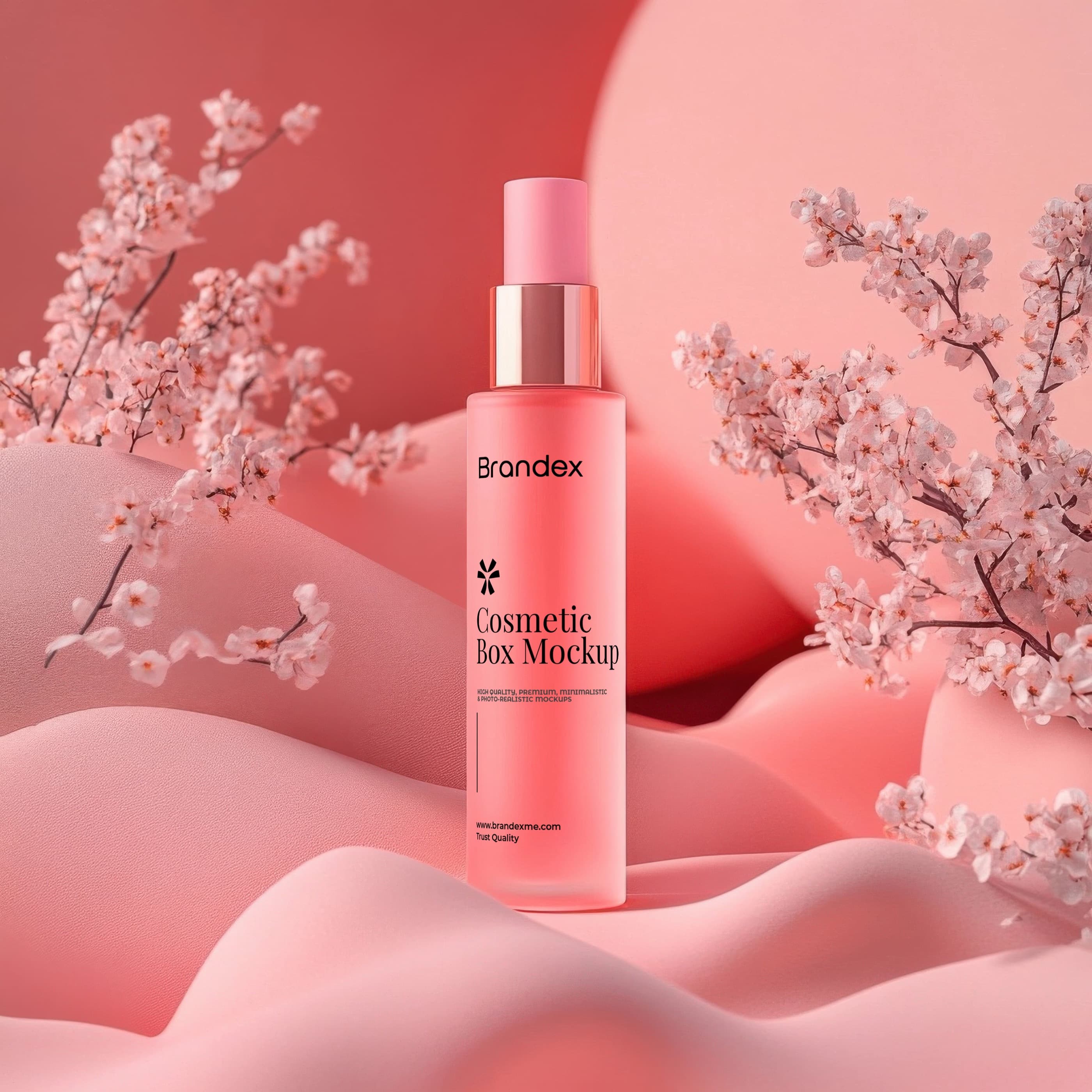 Pink cosmetic spray mockup