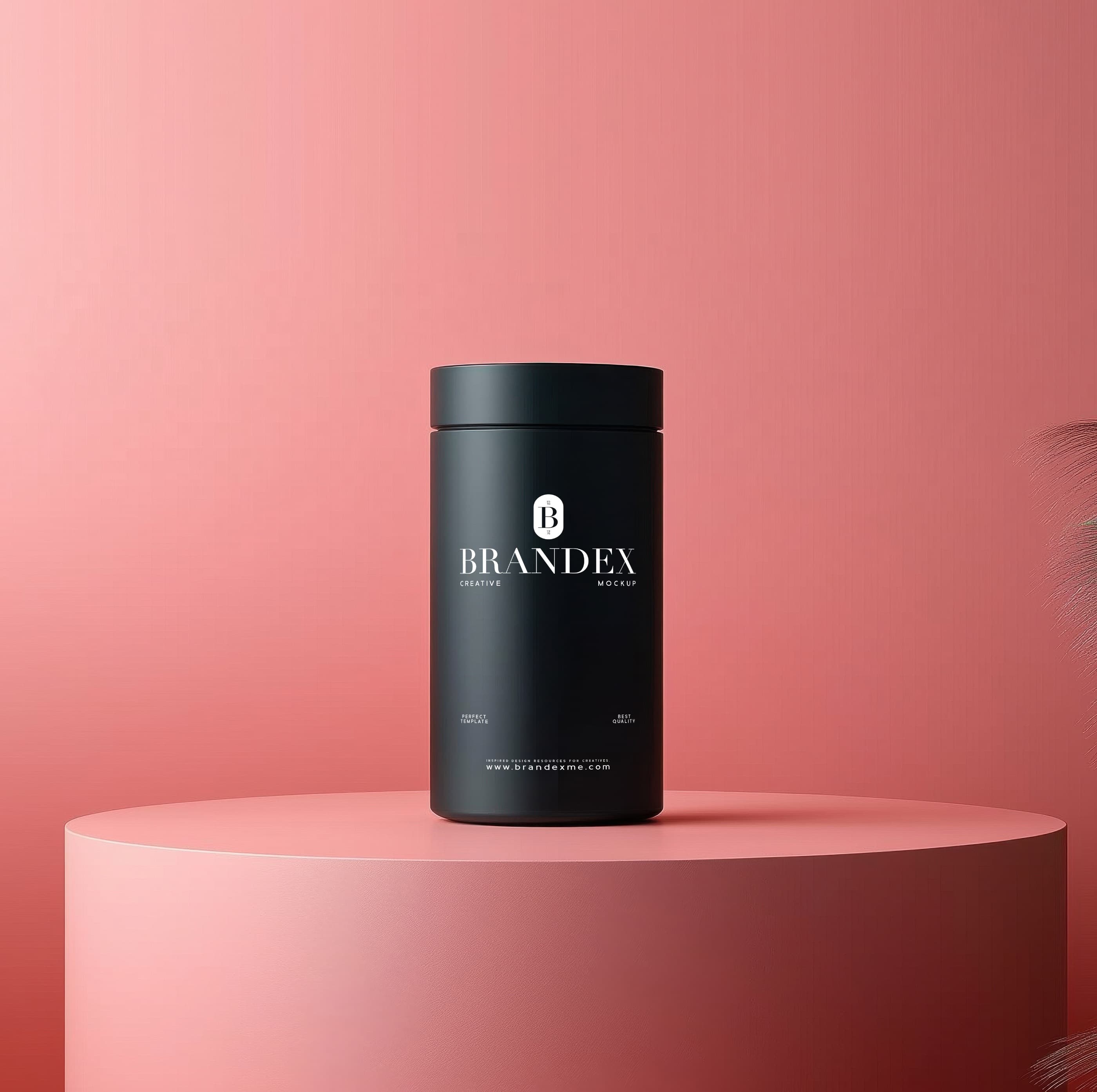 Matte black cylindrical canister mockup