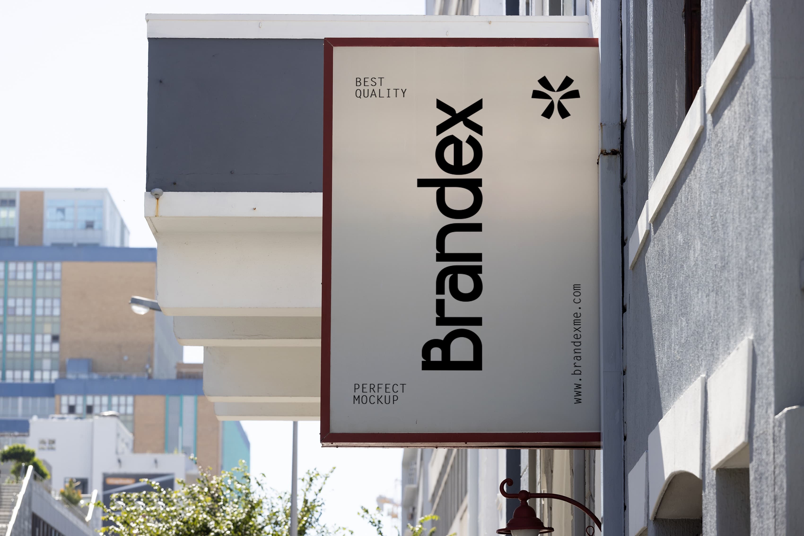Urban wall-mounted store sign mockup