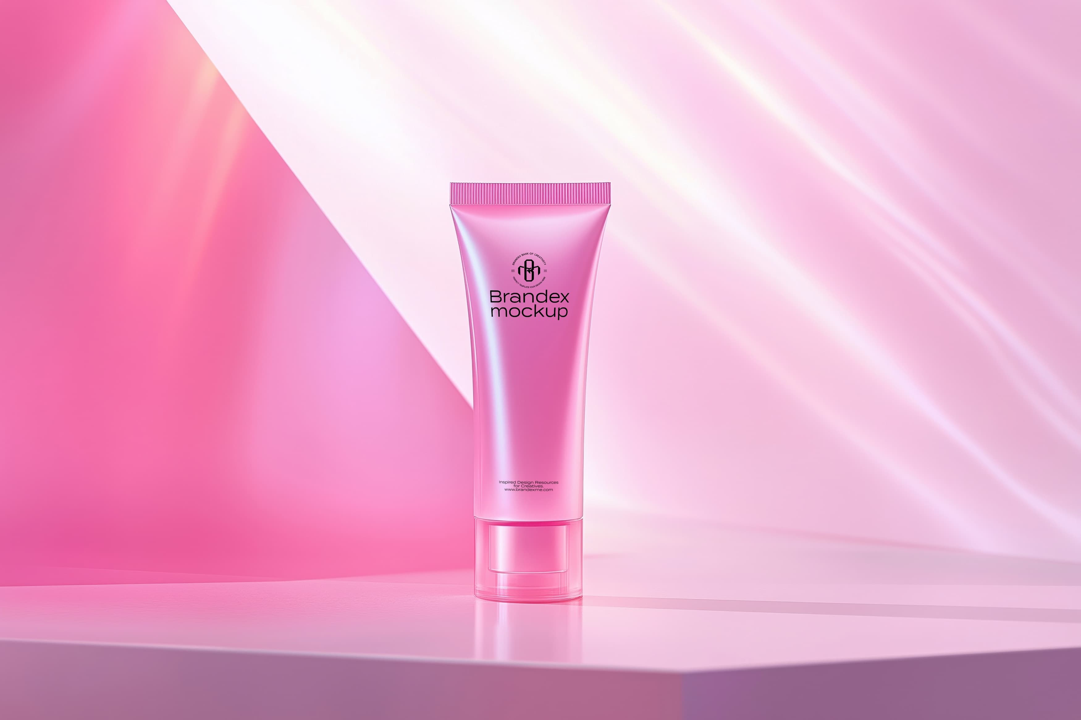 Pink glossy cosmetic tube mockup