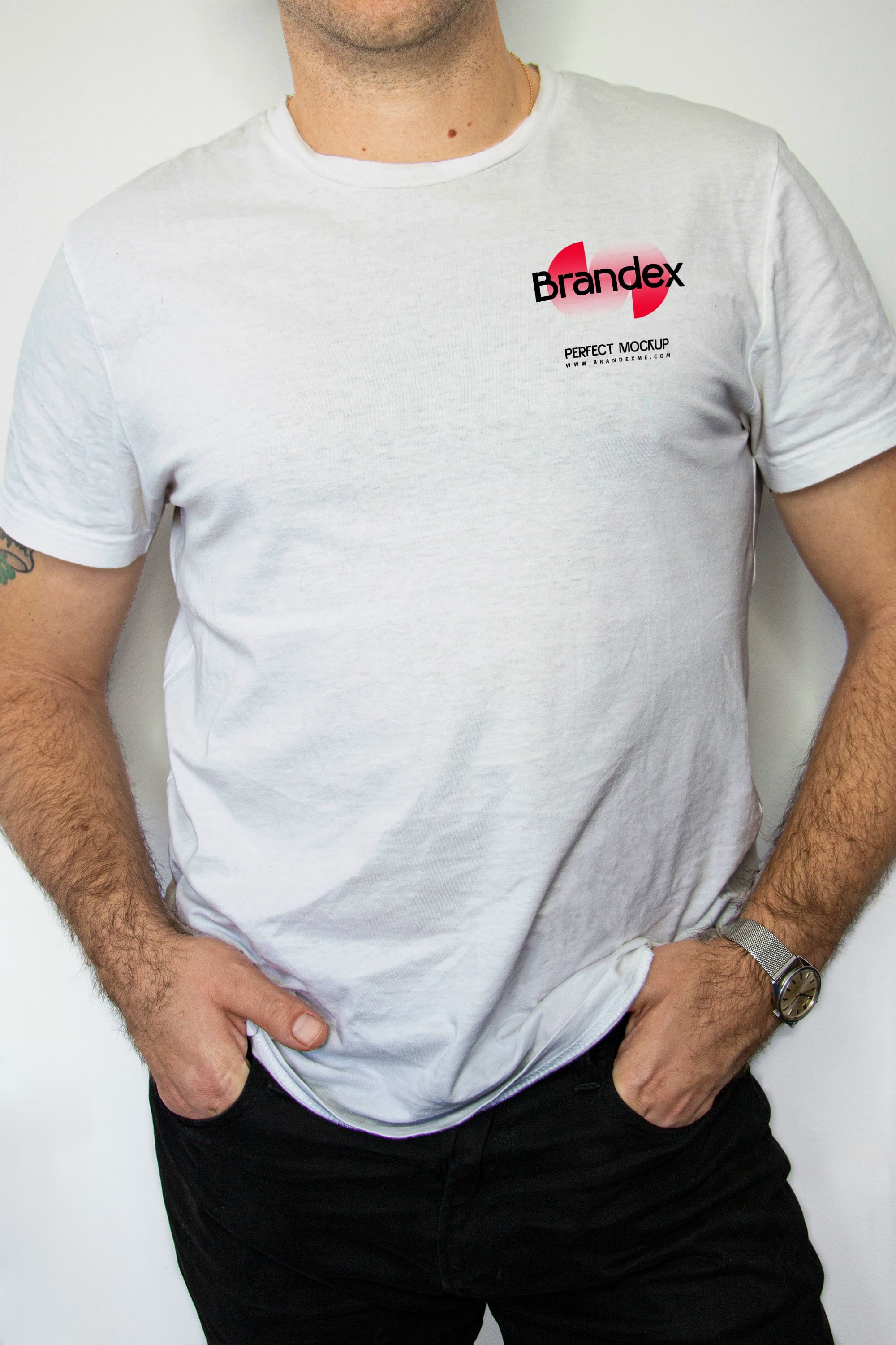 White t-shirt front view mockup