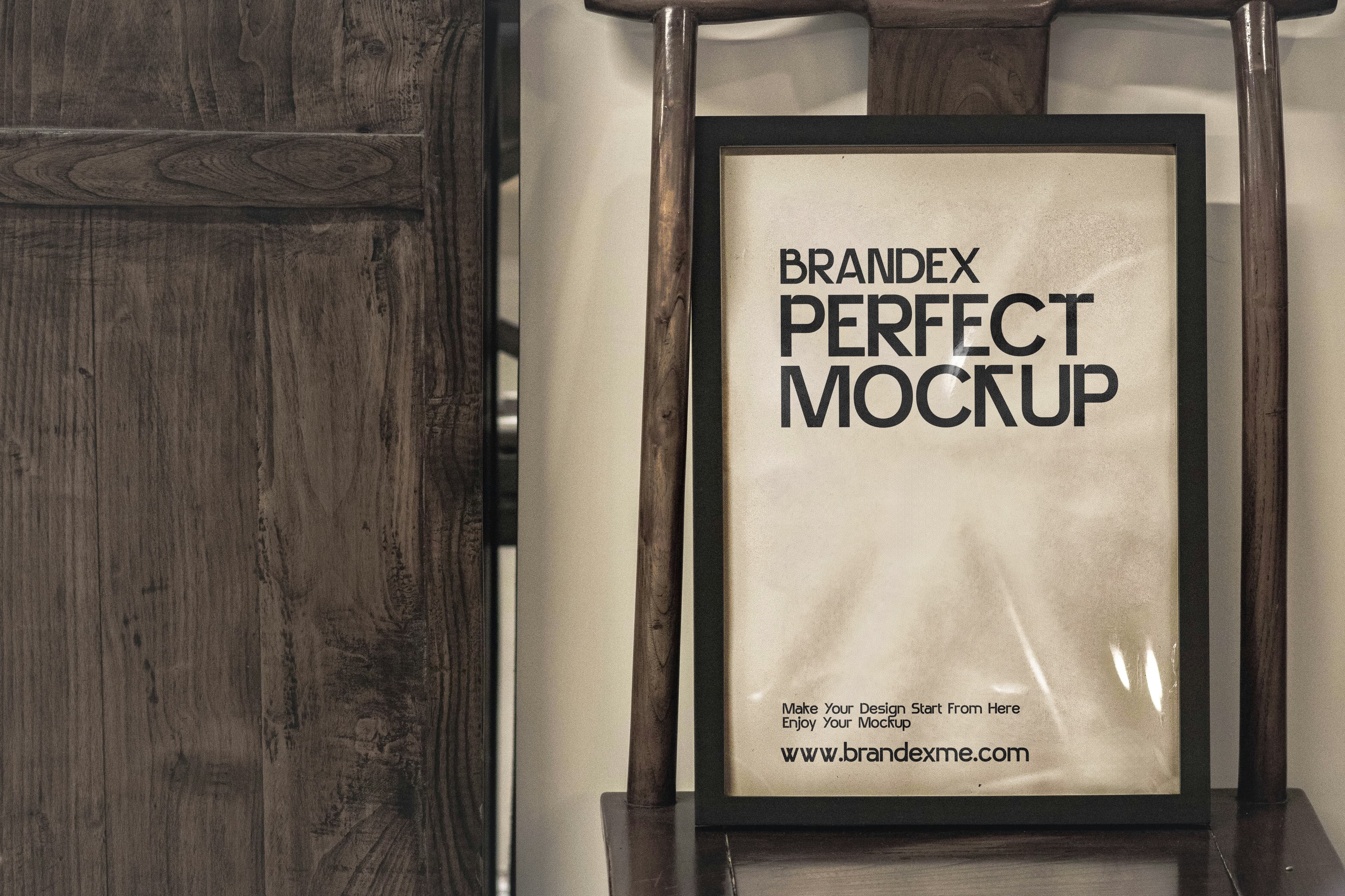 Rustic wooden frame mockup