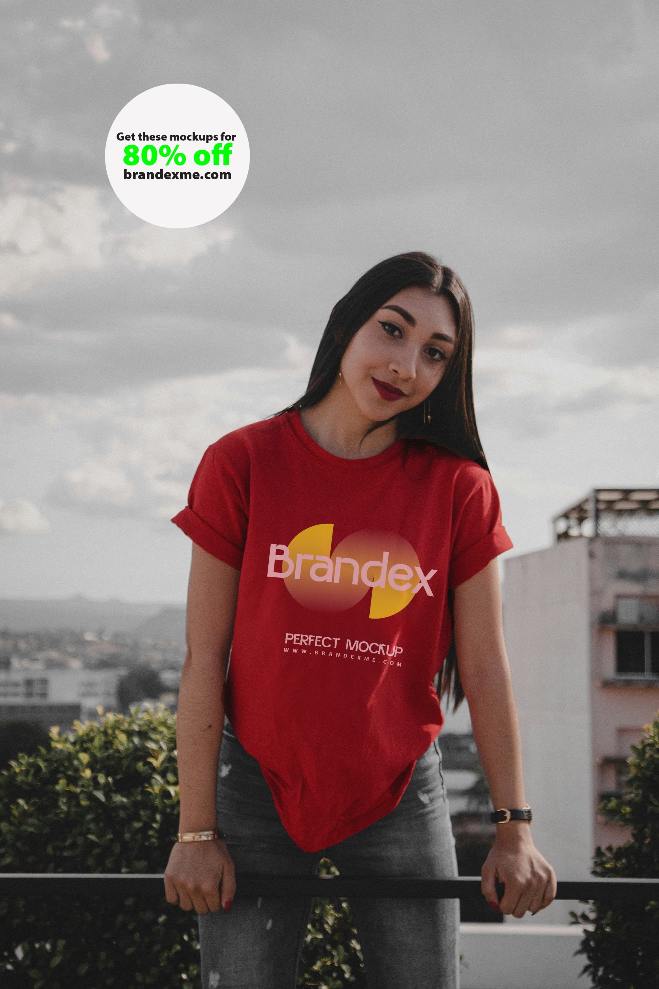 Urban red t-shirt mockup