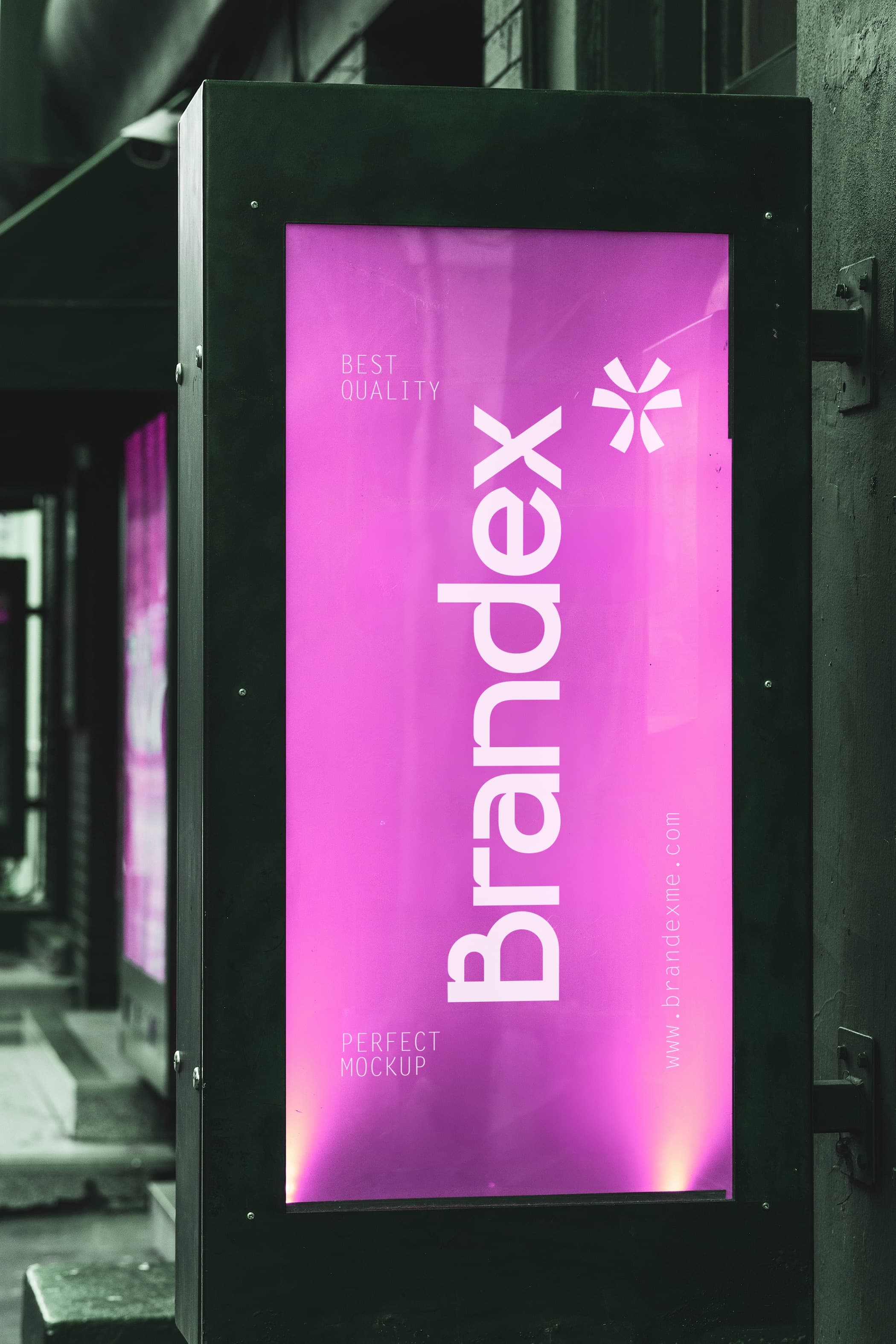 Urban illuminated billboard mockup
