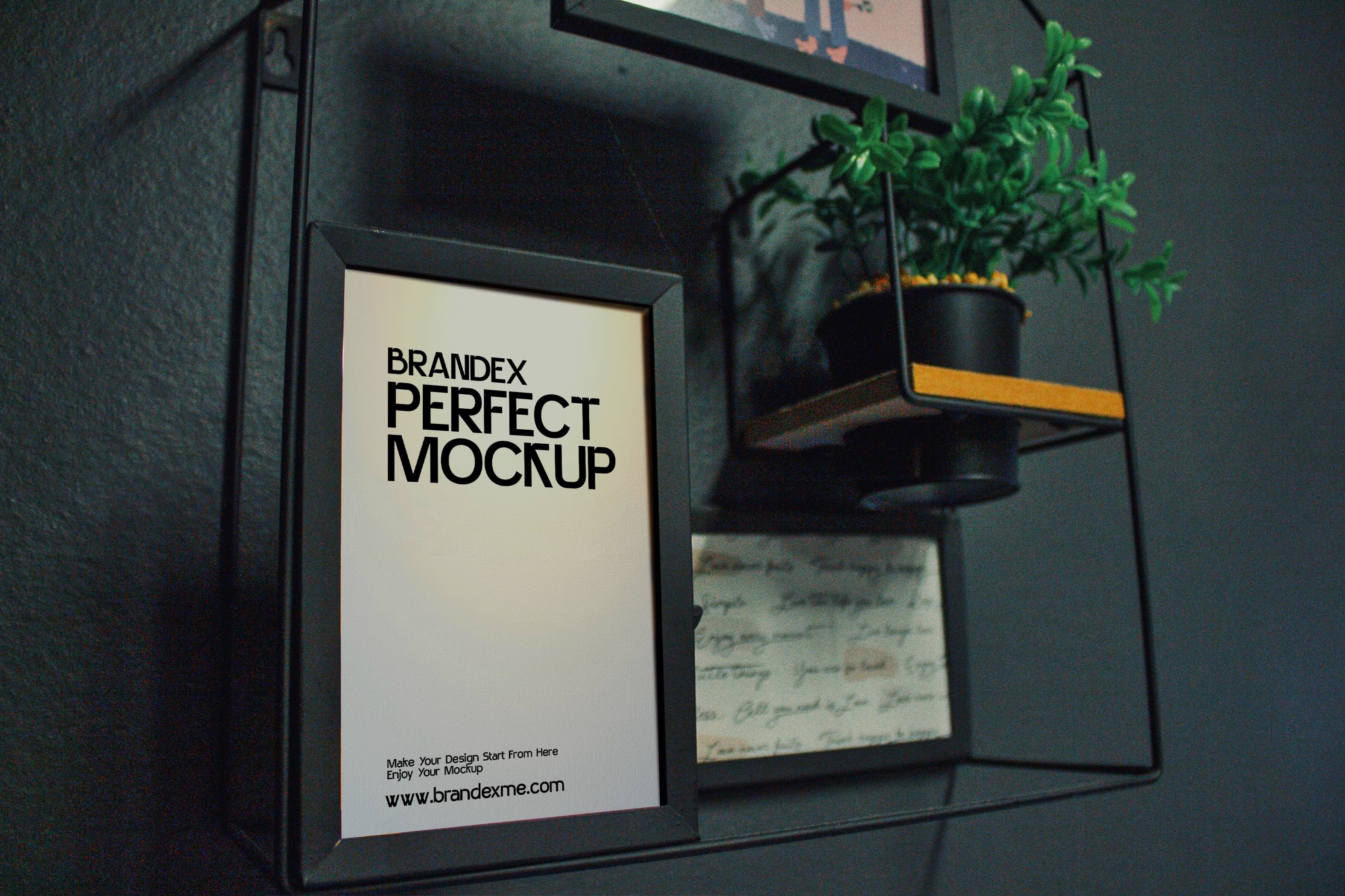 Modern black picture frame mockup