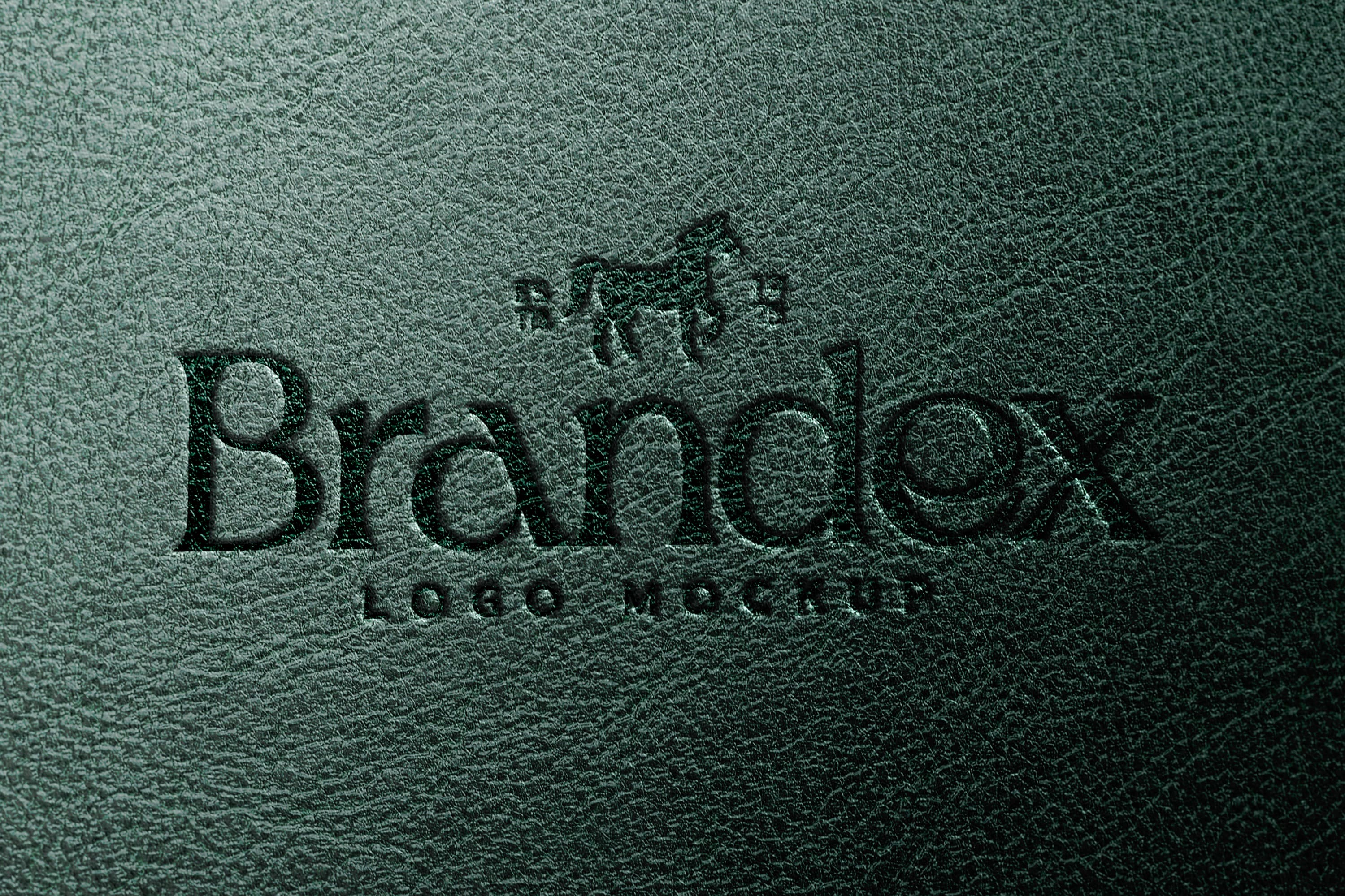Embossed black leather logo mockup