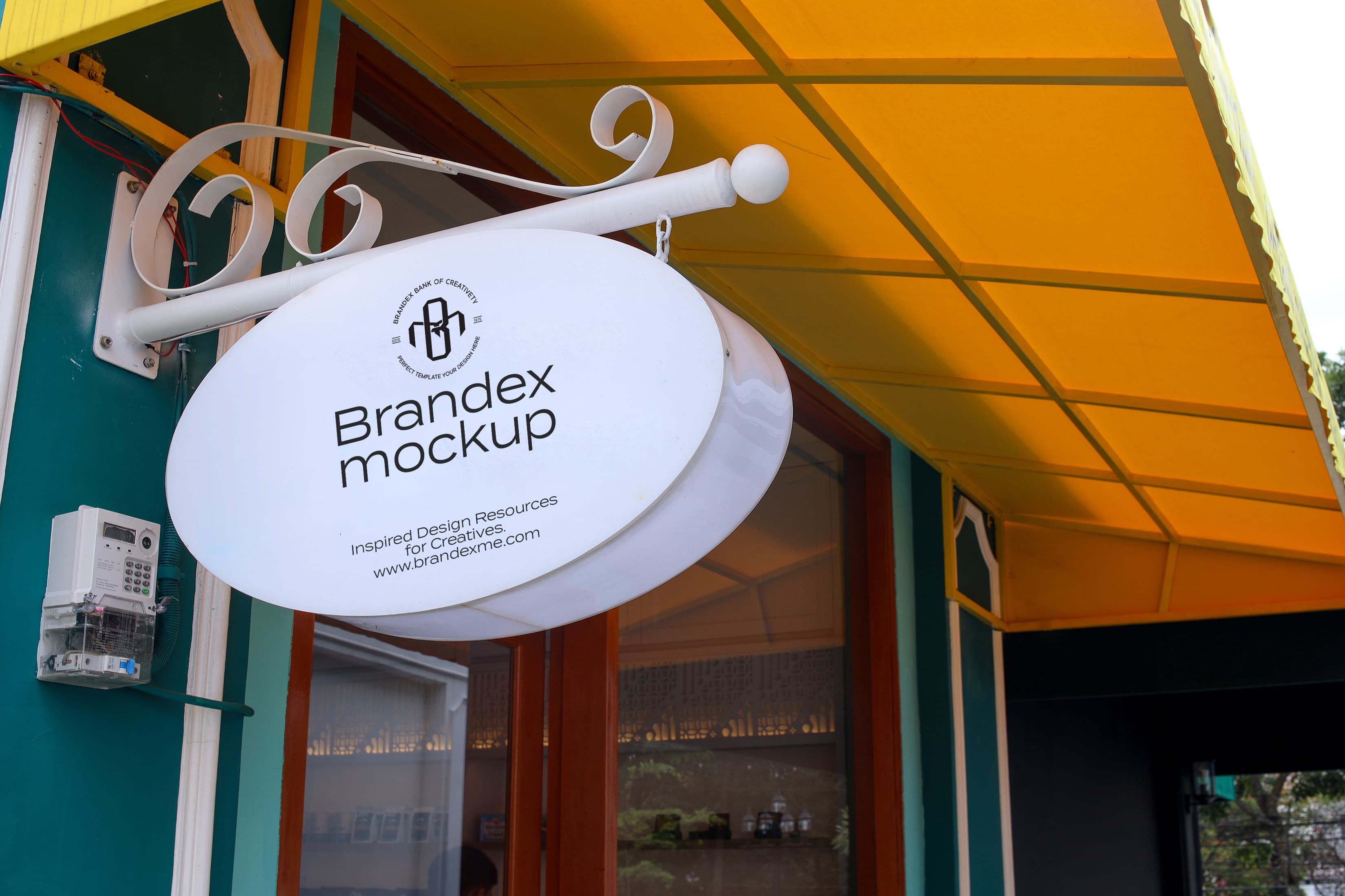 Oval storefront sign mockup