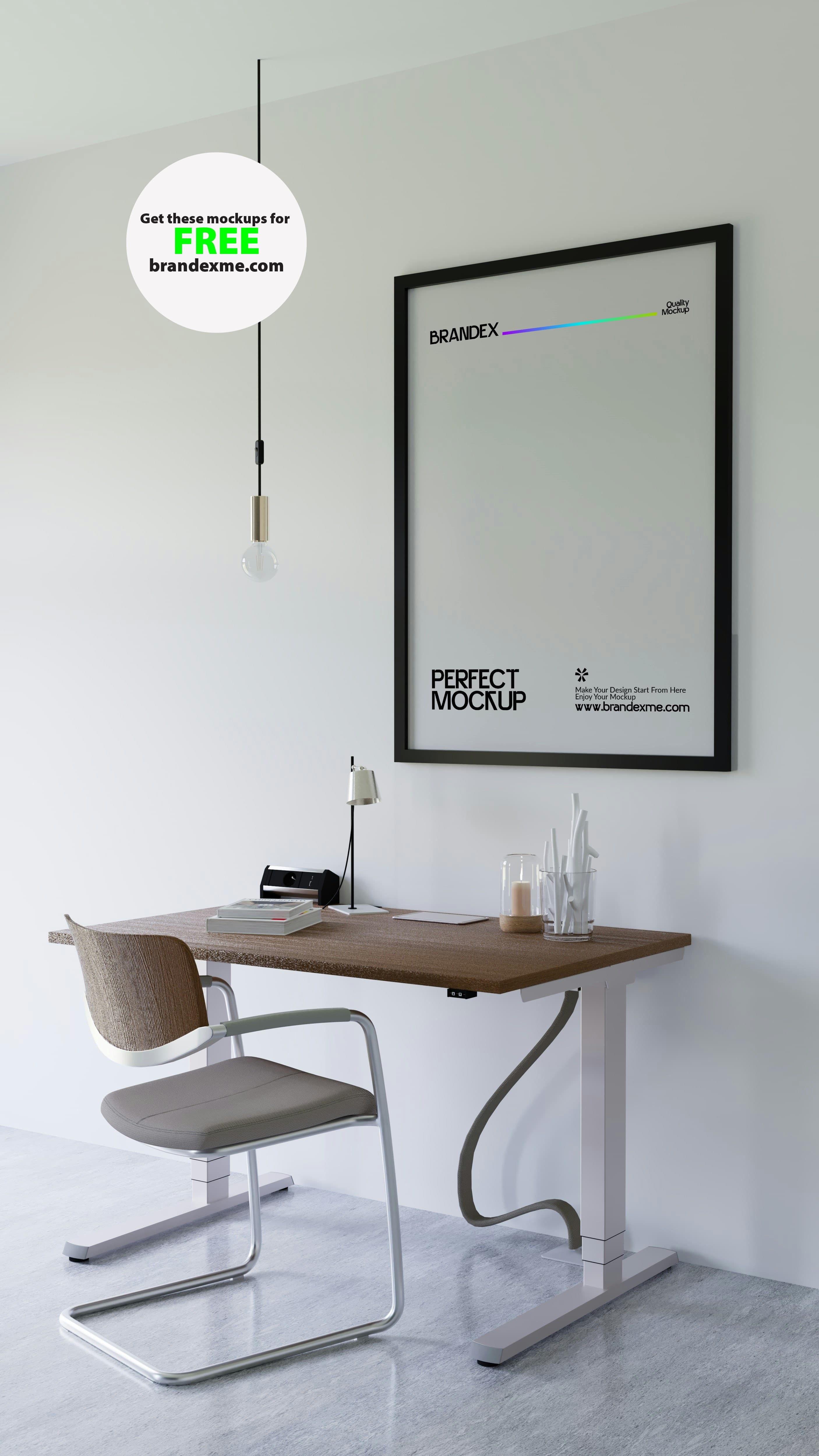 Minimalist home office poster mockup