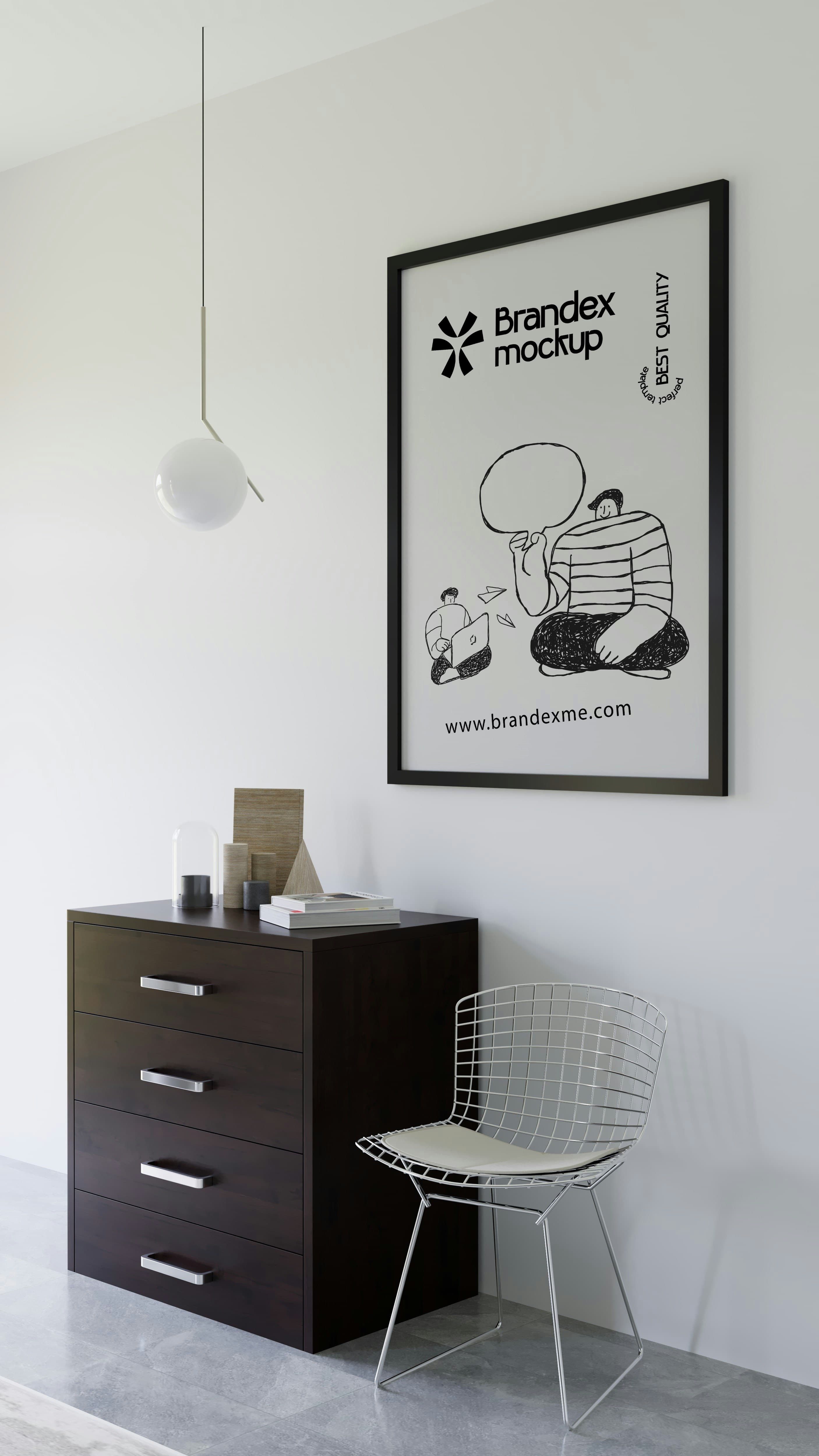 Framed wall poster mockup