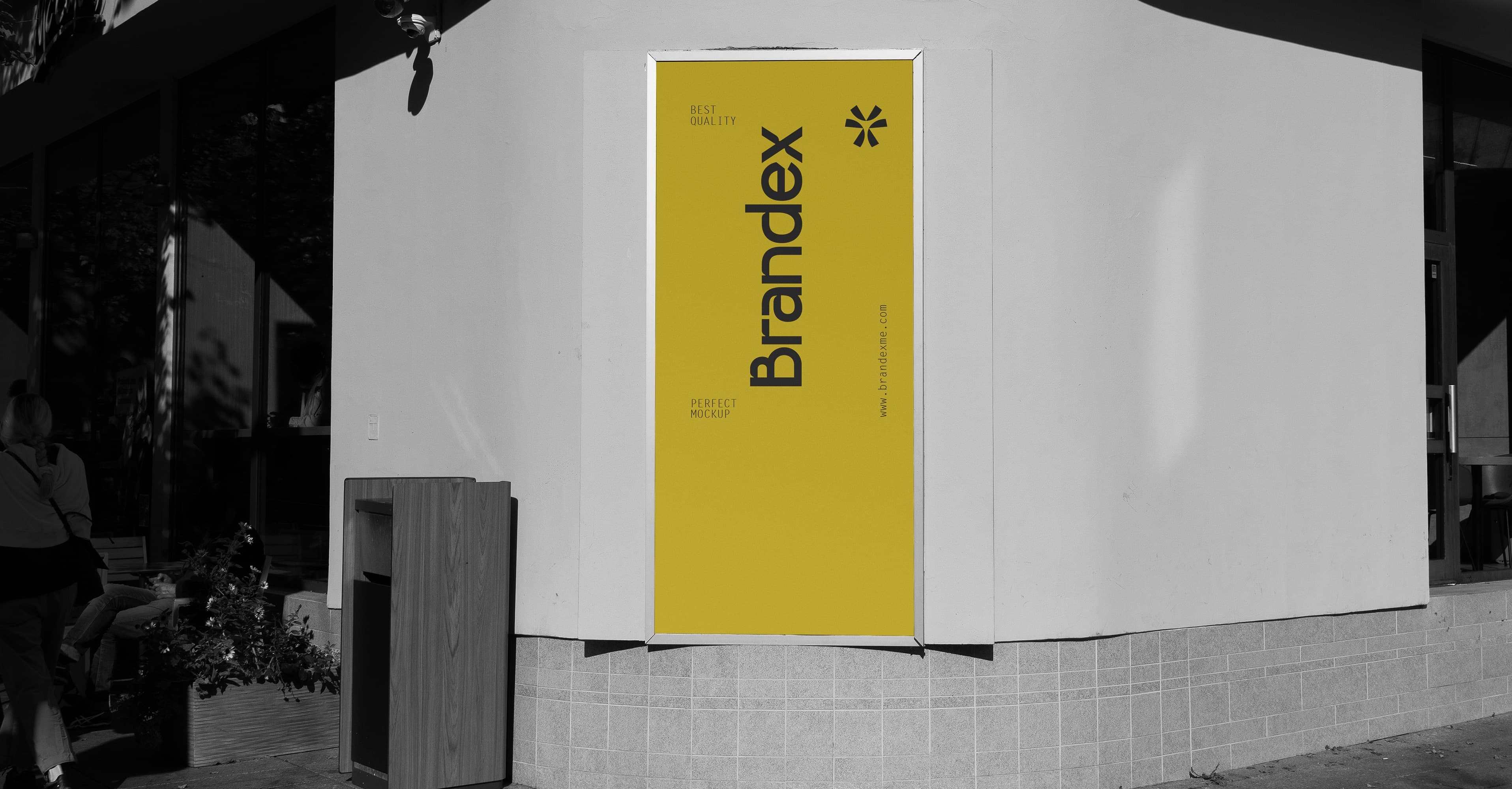 Yellow vertical outdoor sign mockup