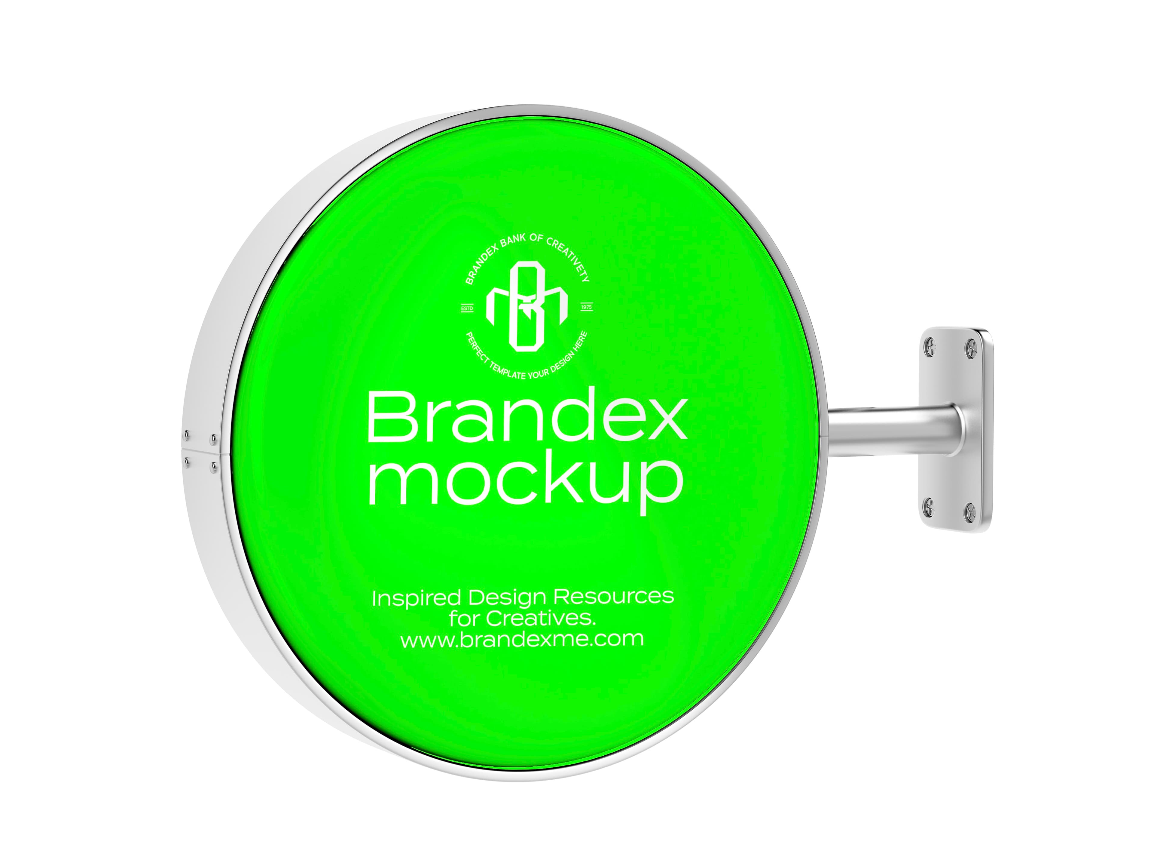 Round wall sign green mockup
