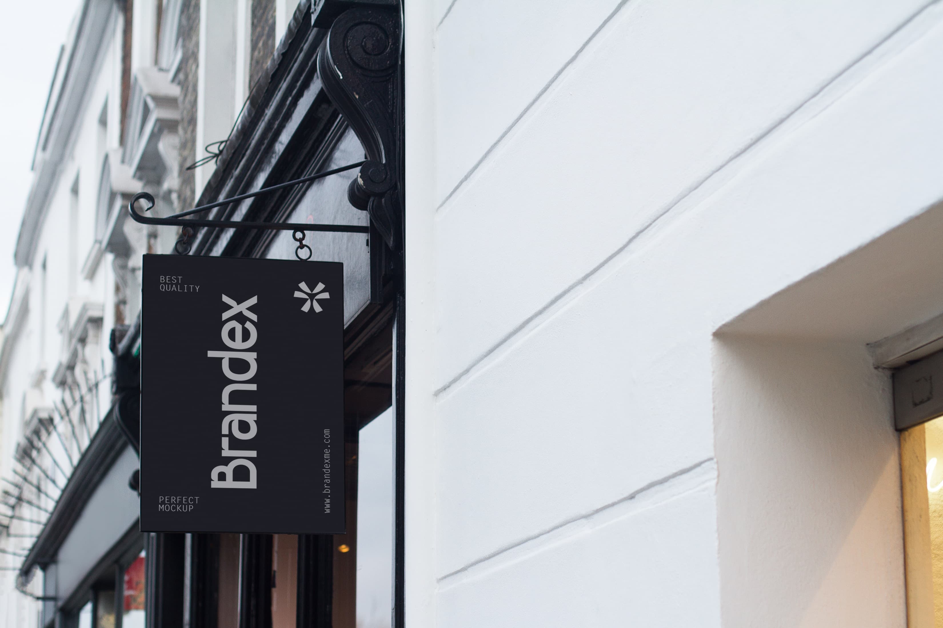 Hanging outdoor sign mockup