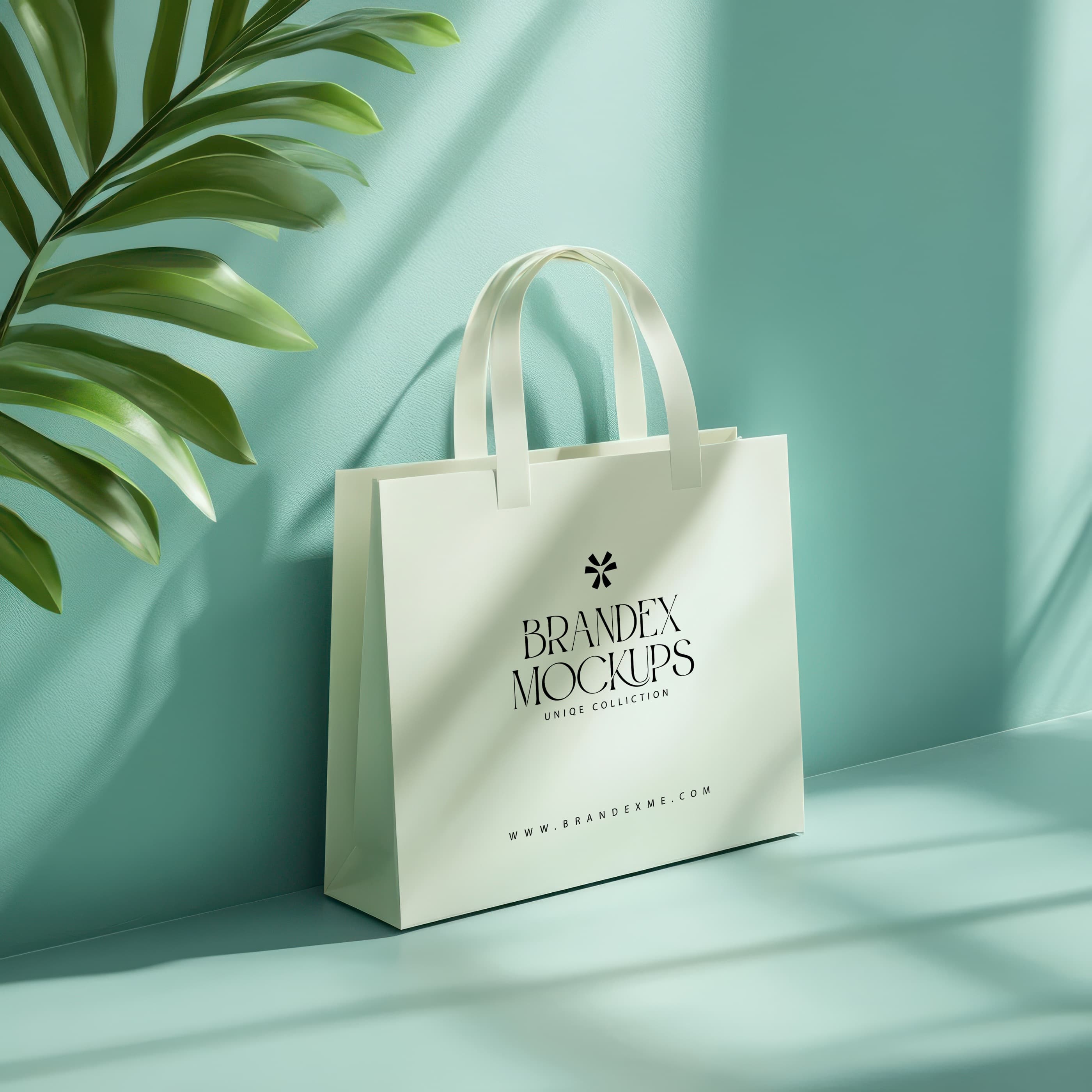 Elegant light green shopping bag mockup