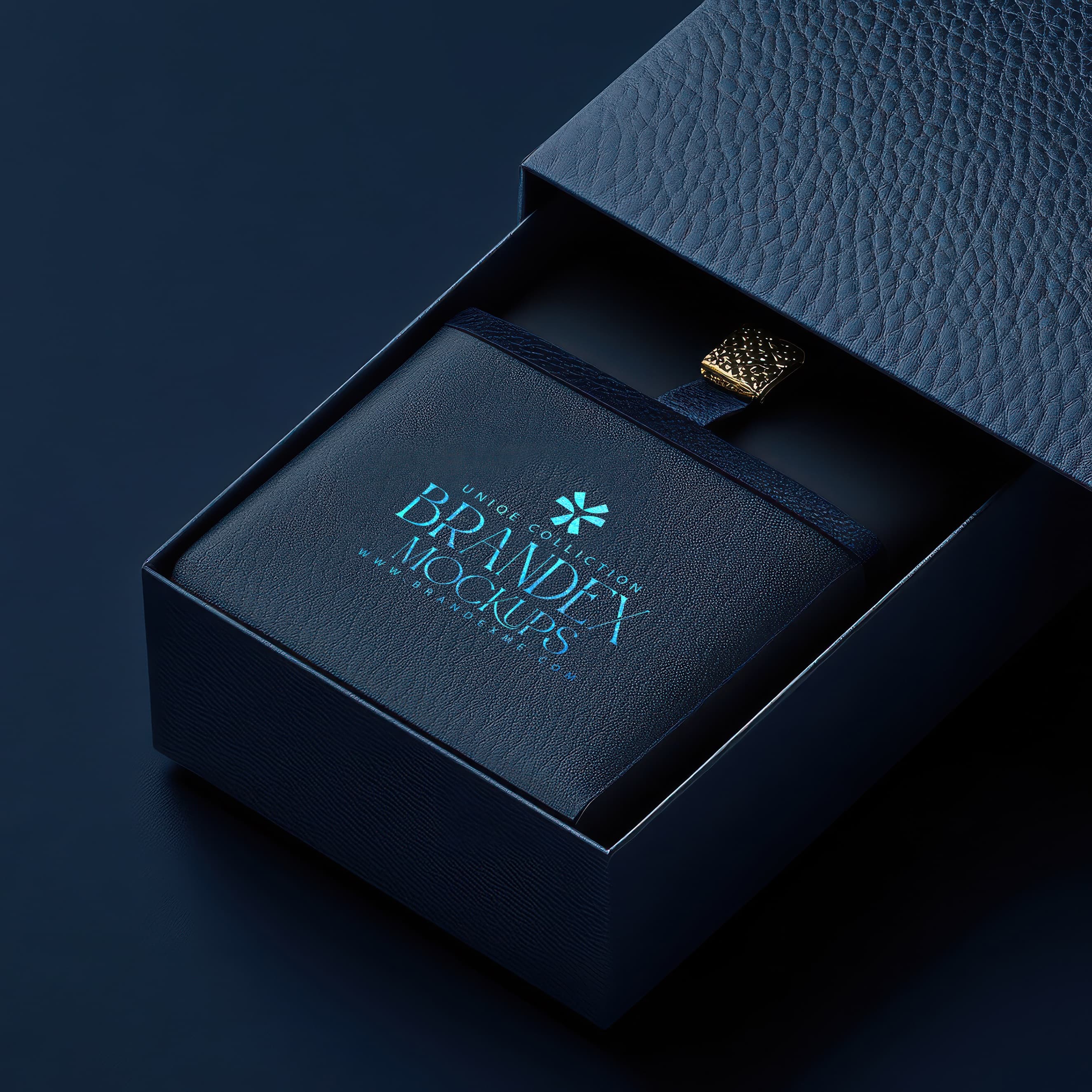 Navy leather wallet mockup