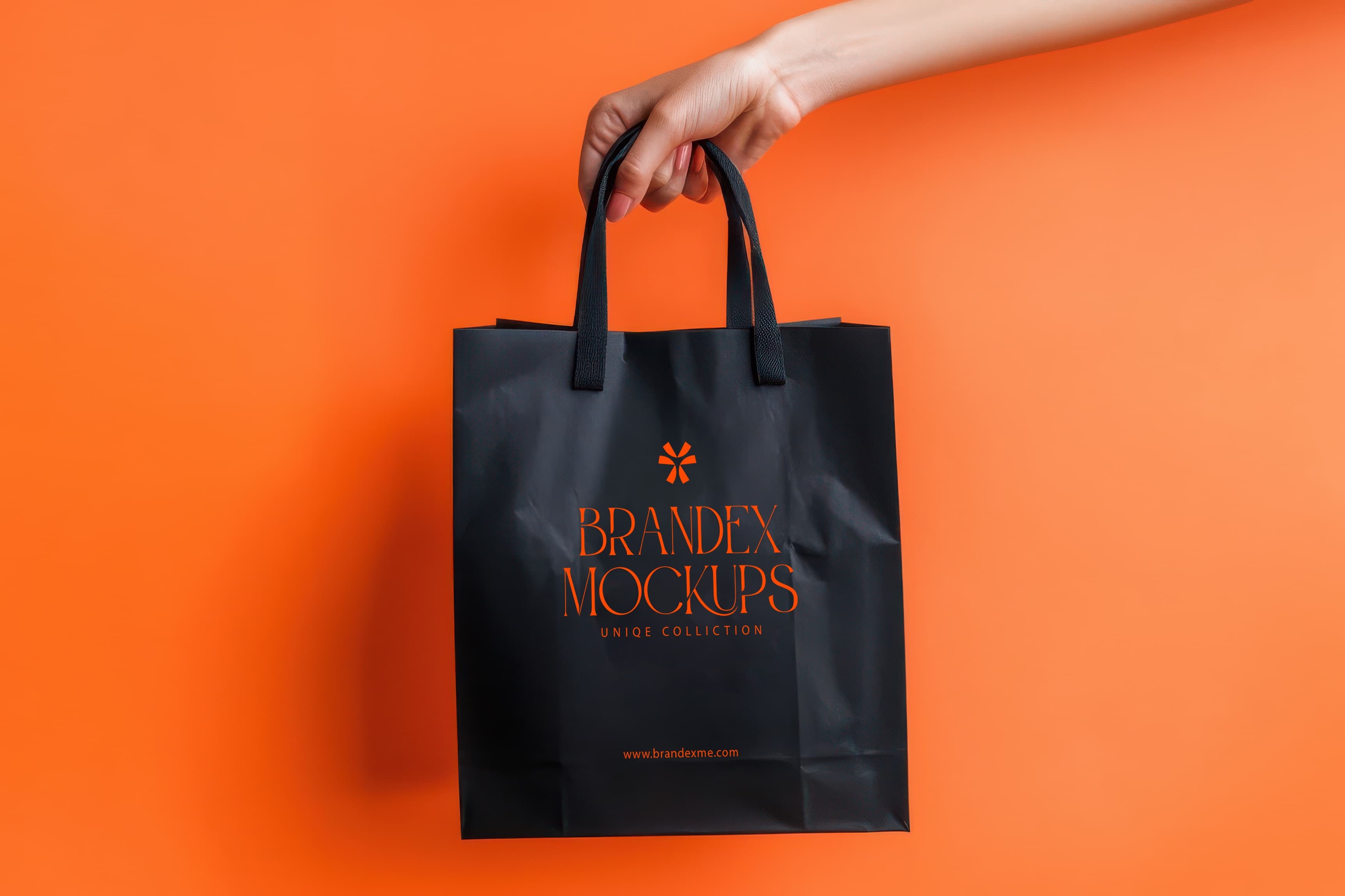 Black paper shopping bag mockup
