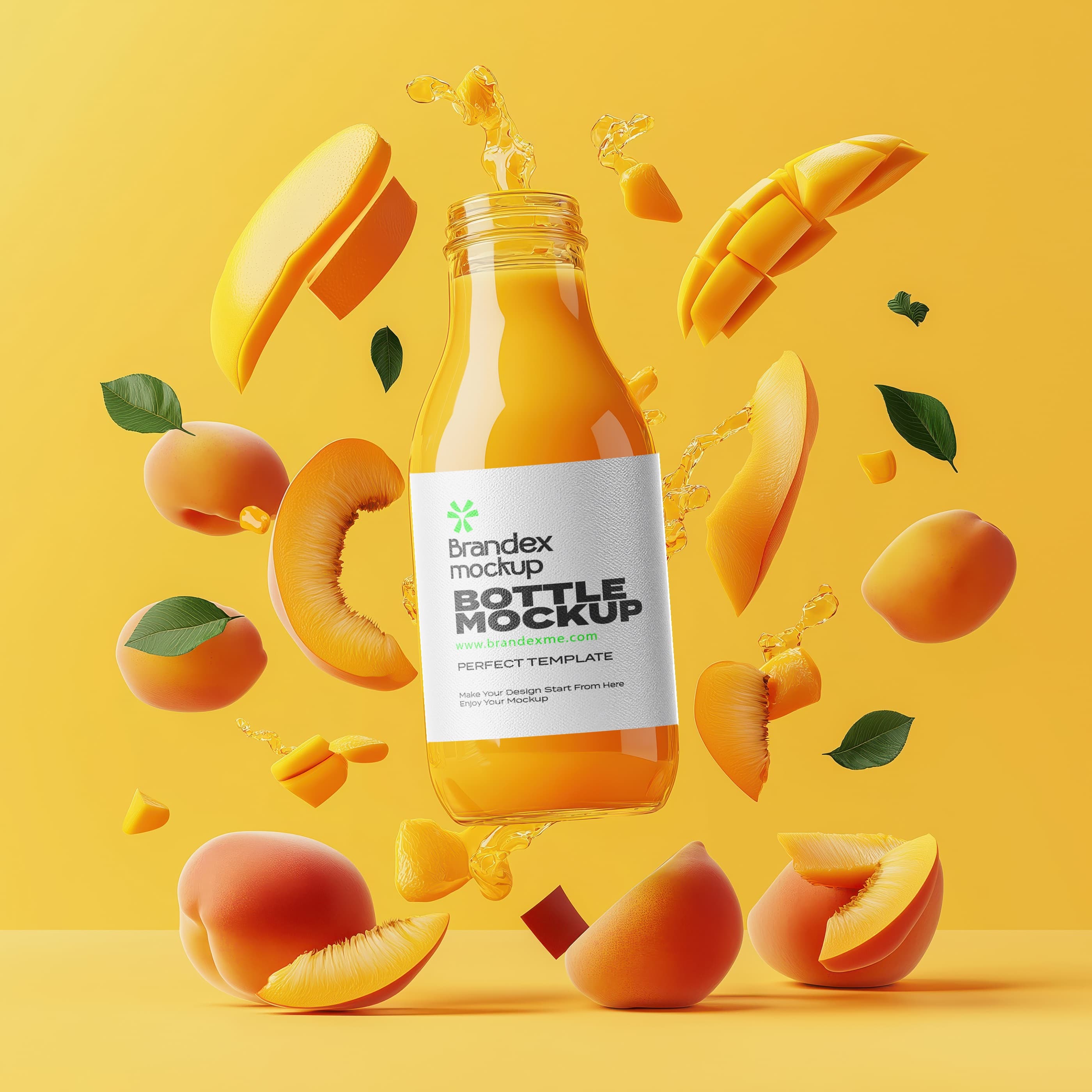 Floating fruit juice mockup