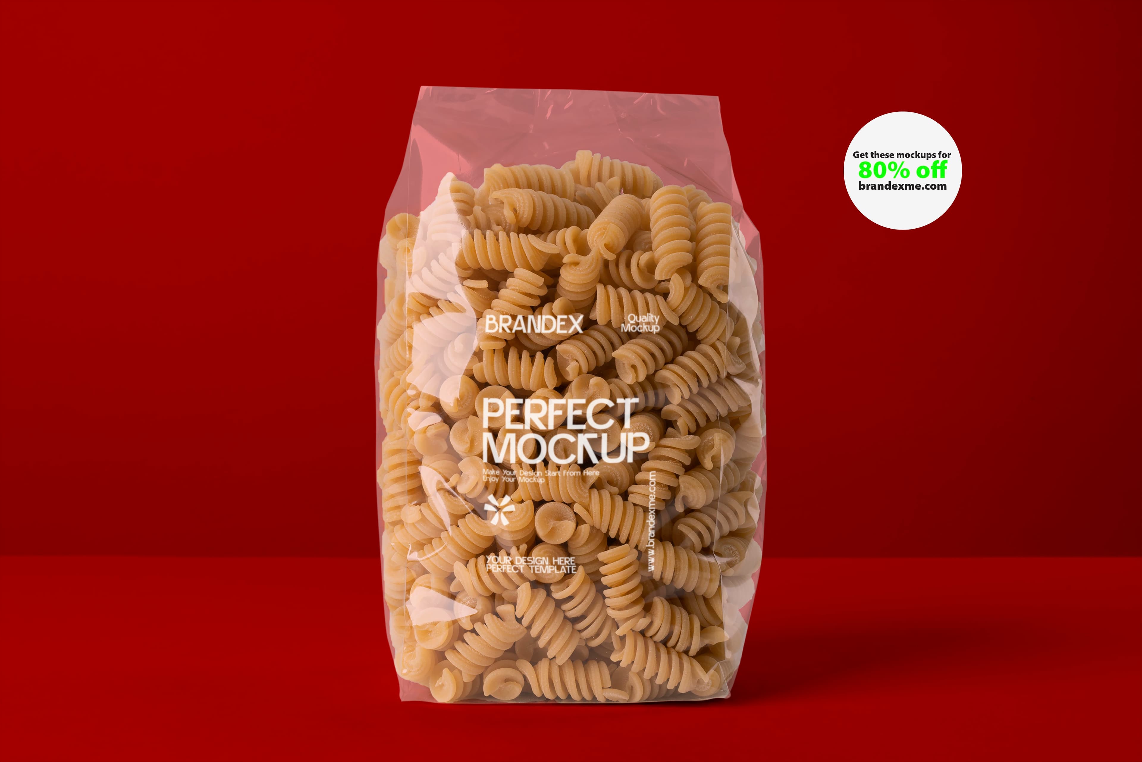 Clear pasta bag mockup