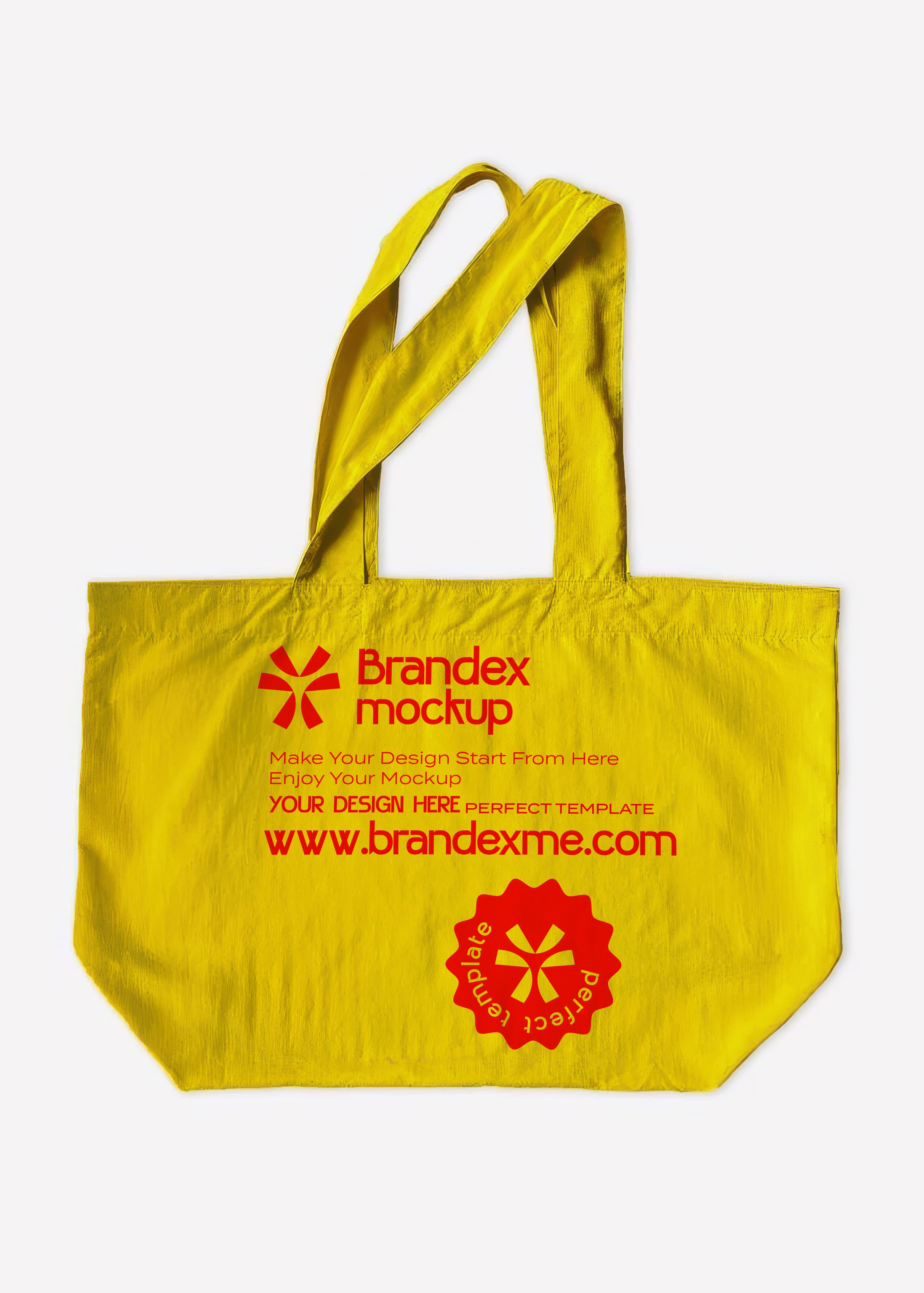 Bright yellow tote bag mockup