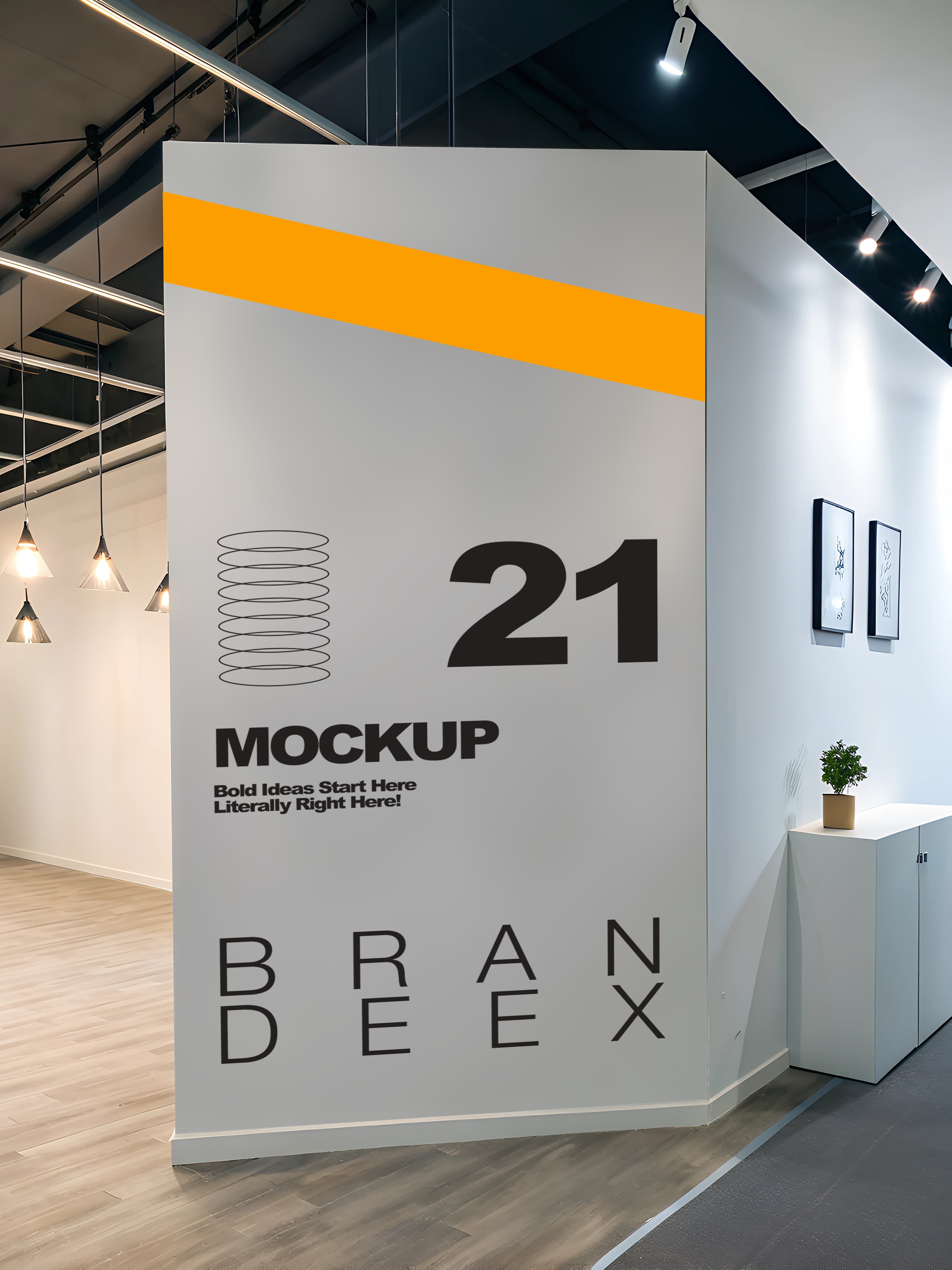 Interior wall branding mockup