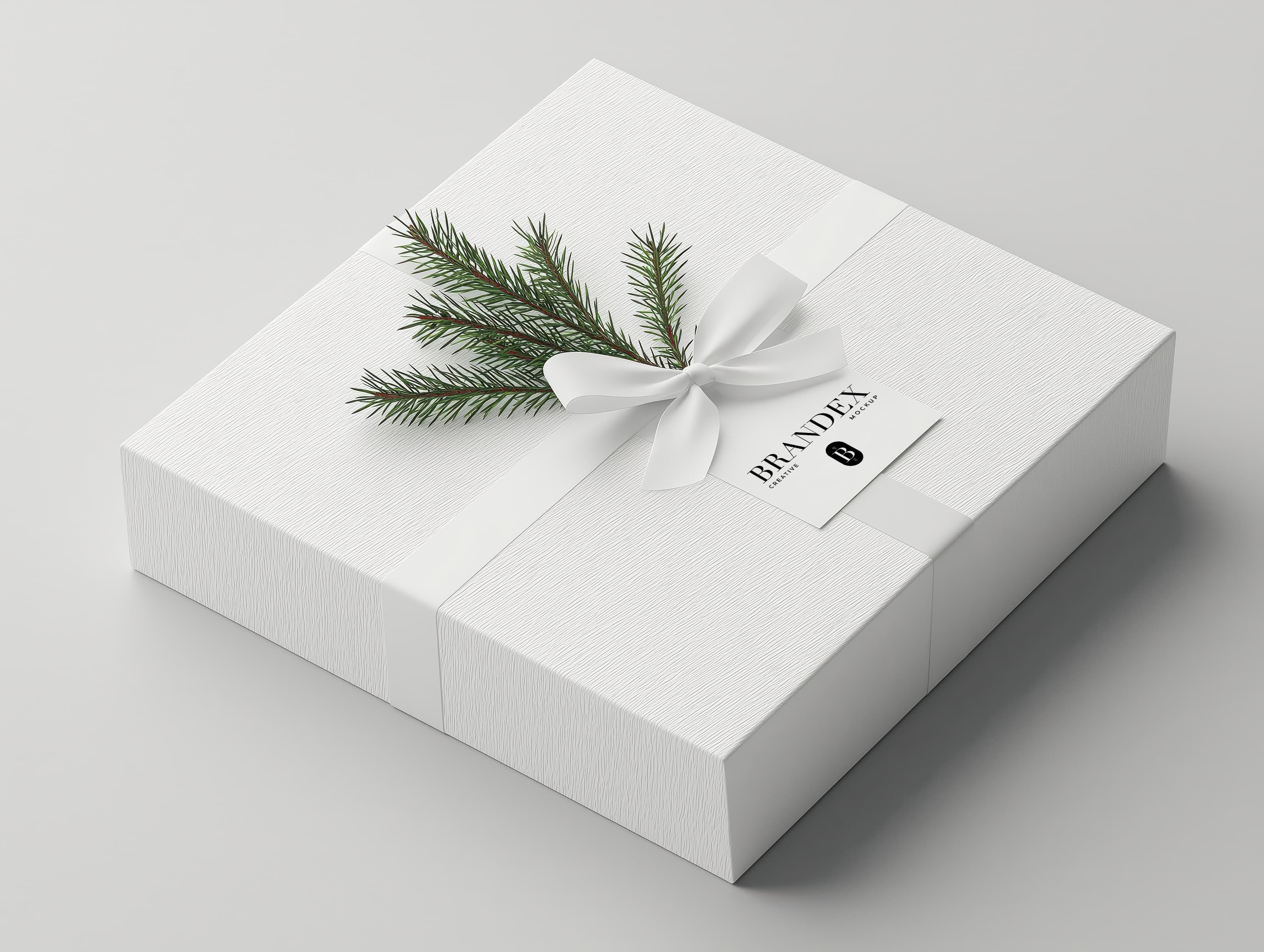 White gift with ribbon mockup