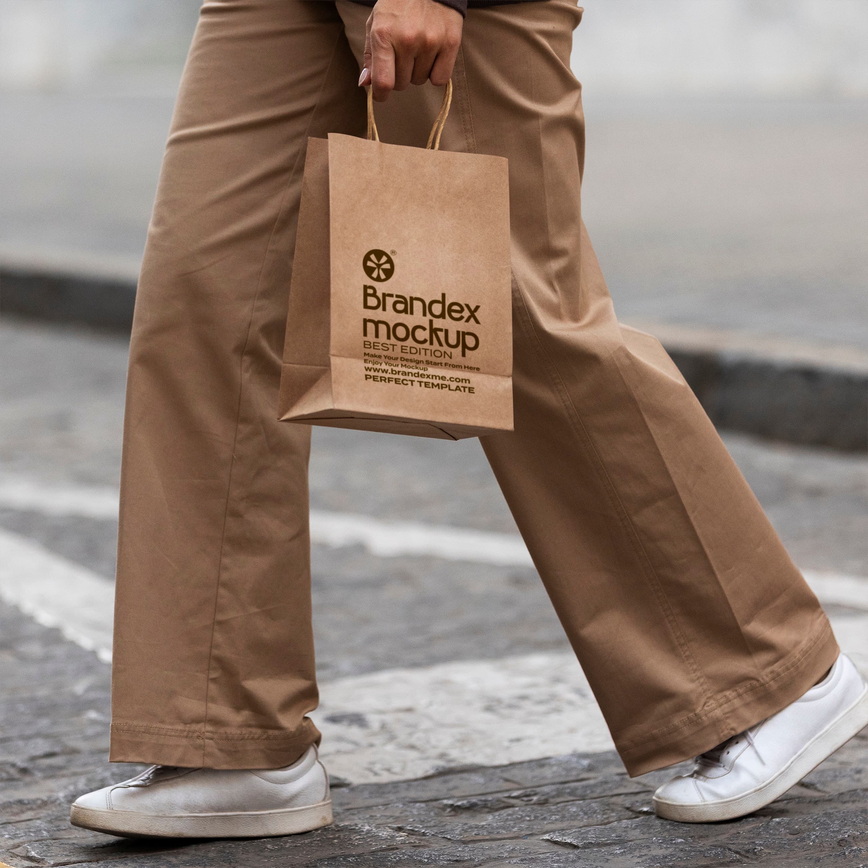 Craft paper shopping bag mockup