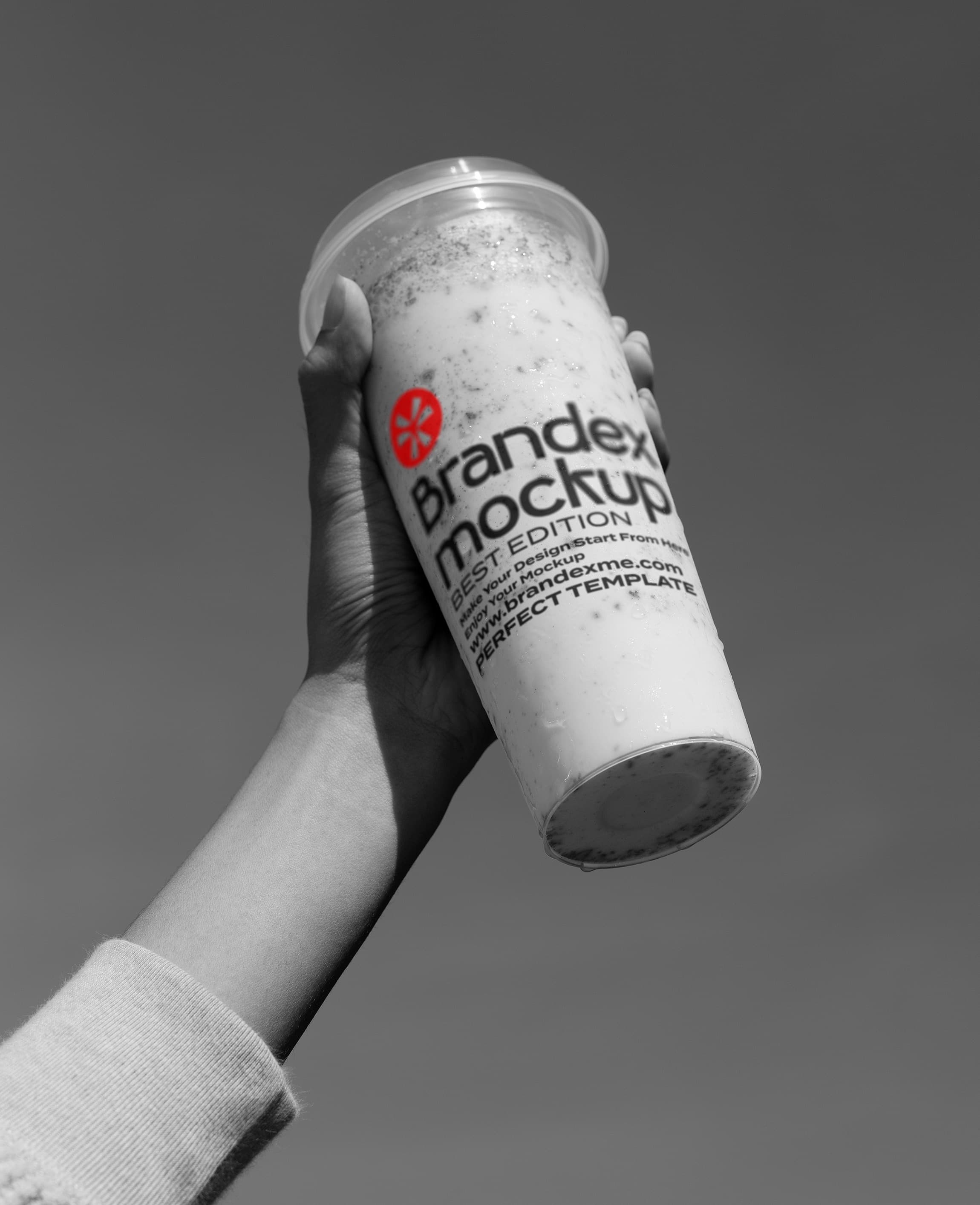 Handheld plastic cup mockup