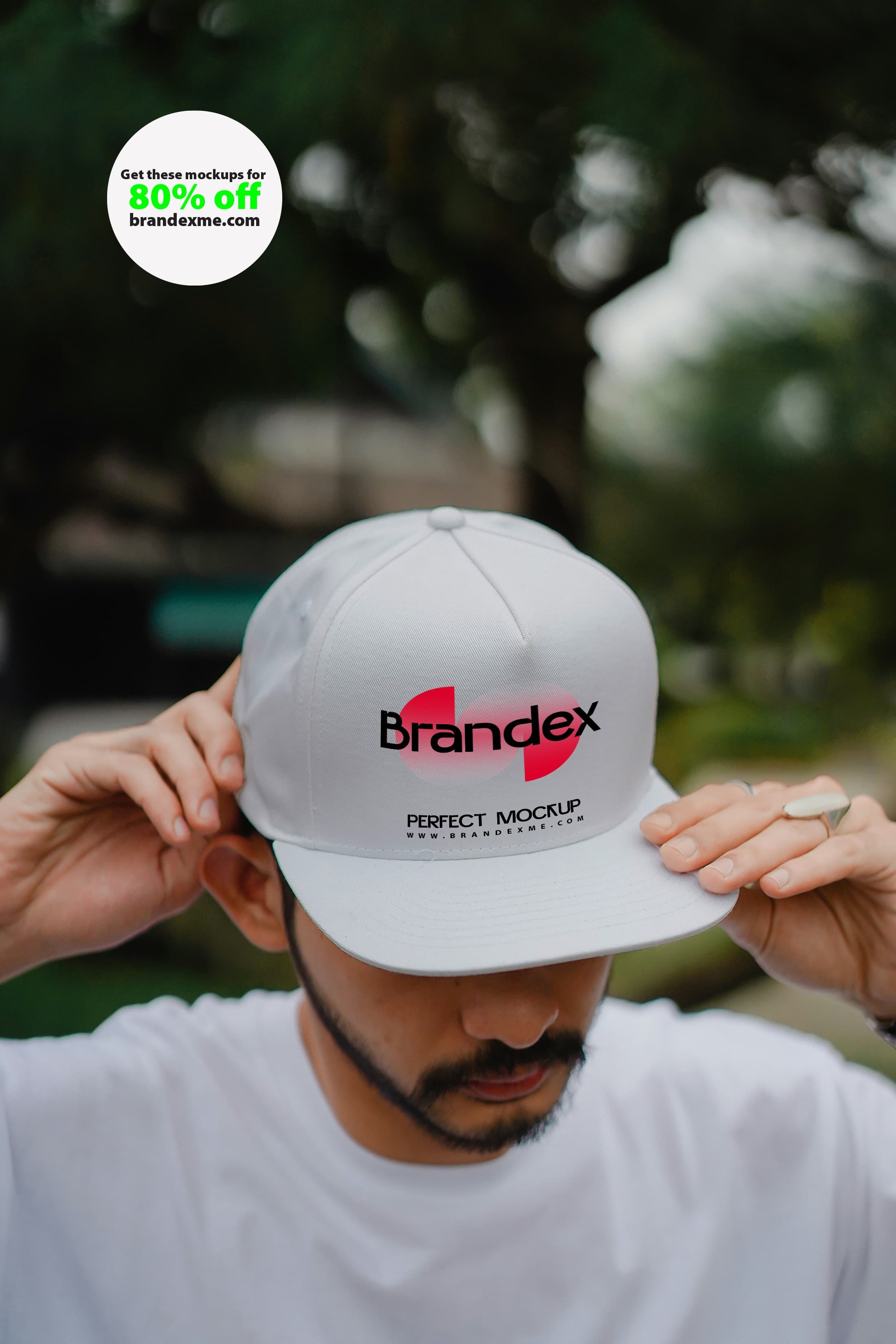White snapback cap mockup